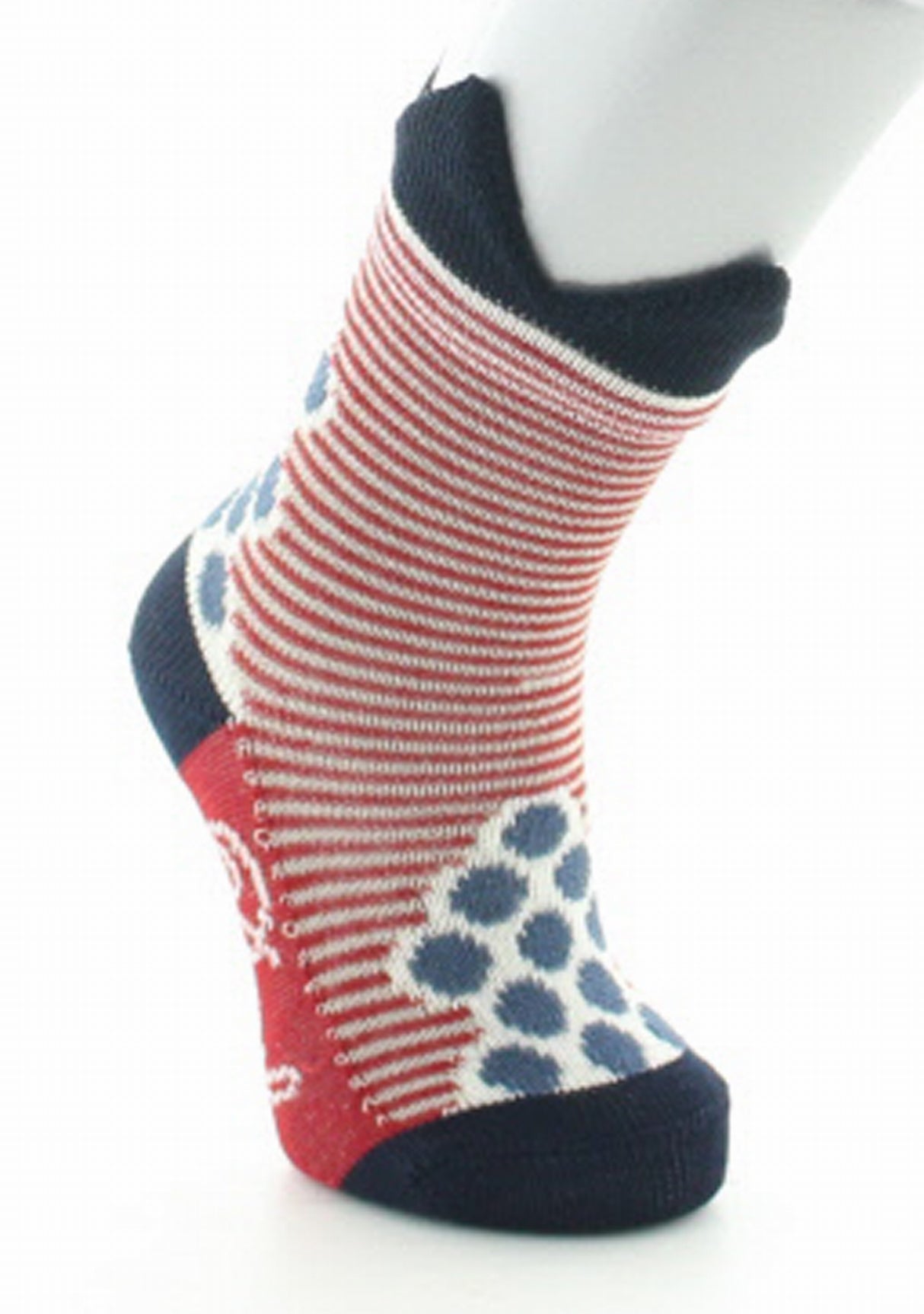 Chaussettes enfant coton fil d'Ecosse pois et rayures à couronne ROUGE