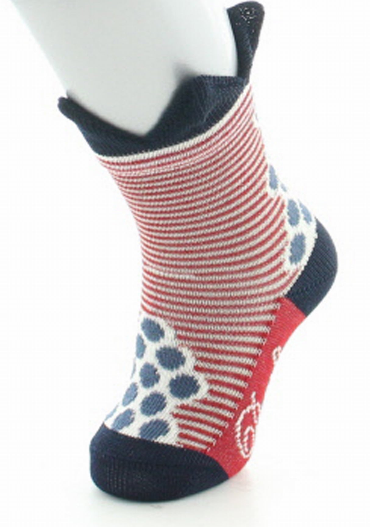 Chaussettes enfant coton fil d'Ecosse pois et rayures à couronne ROUGE