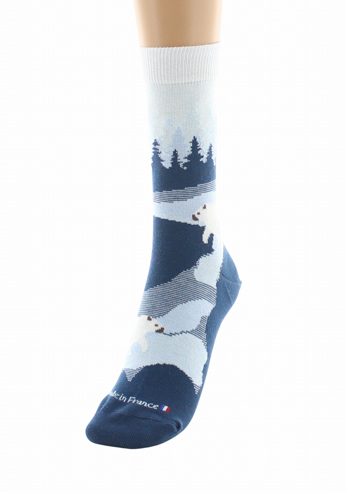 Chaussettes fantaisie femme en coton Dagobert Forêt Bleu BLEU