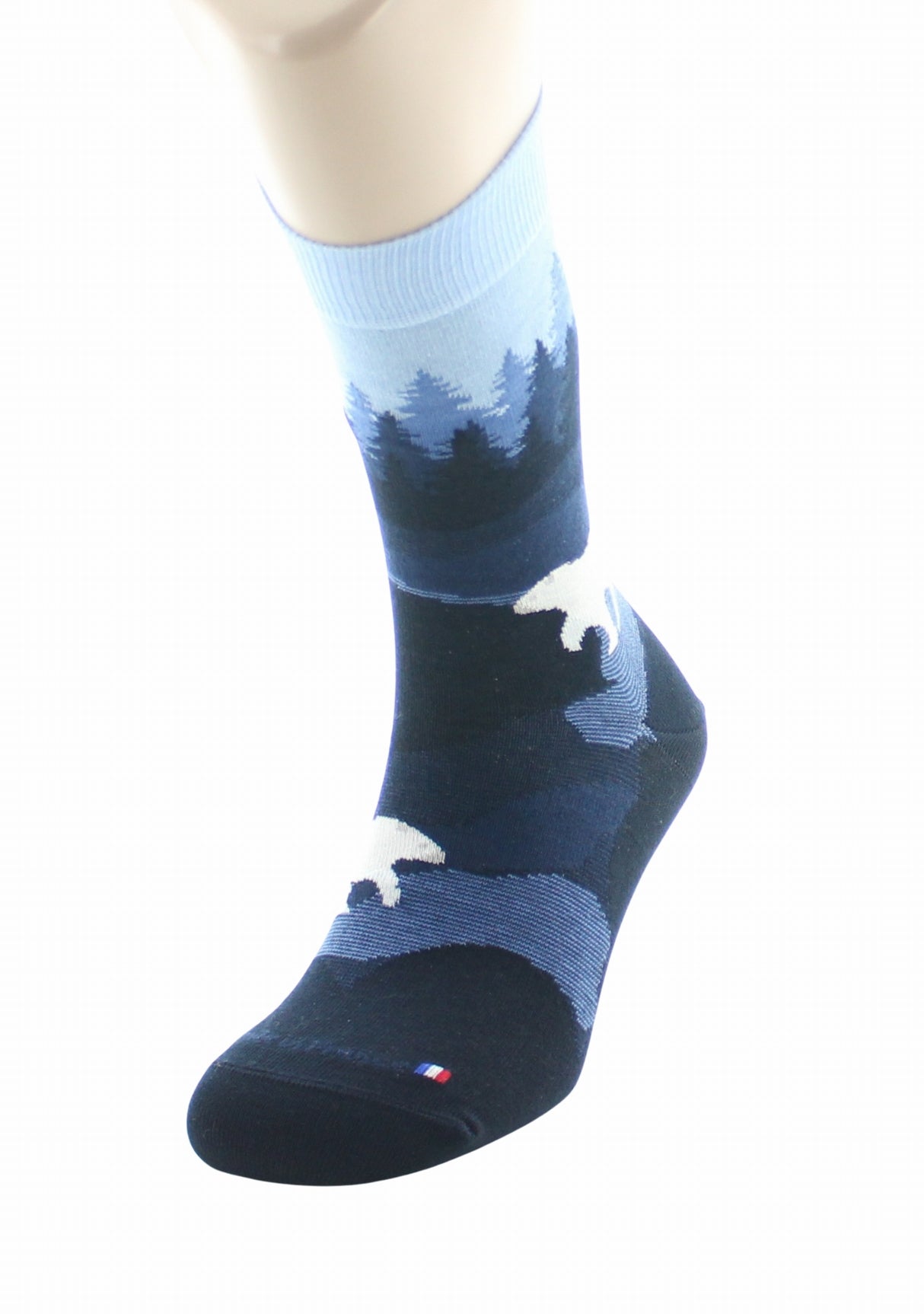 Chaussettes fantaisie homme en coton Dagobert Forêt Bleu BLEU