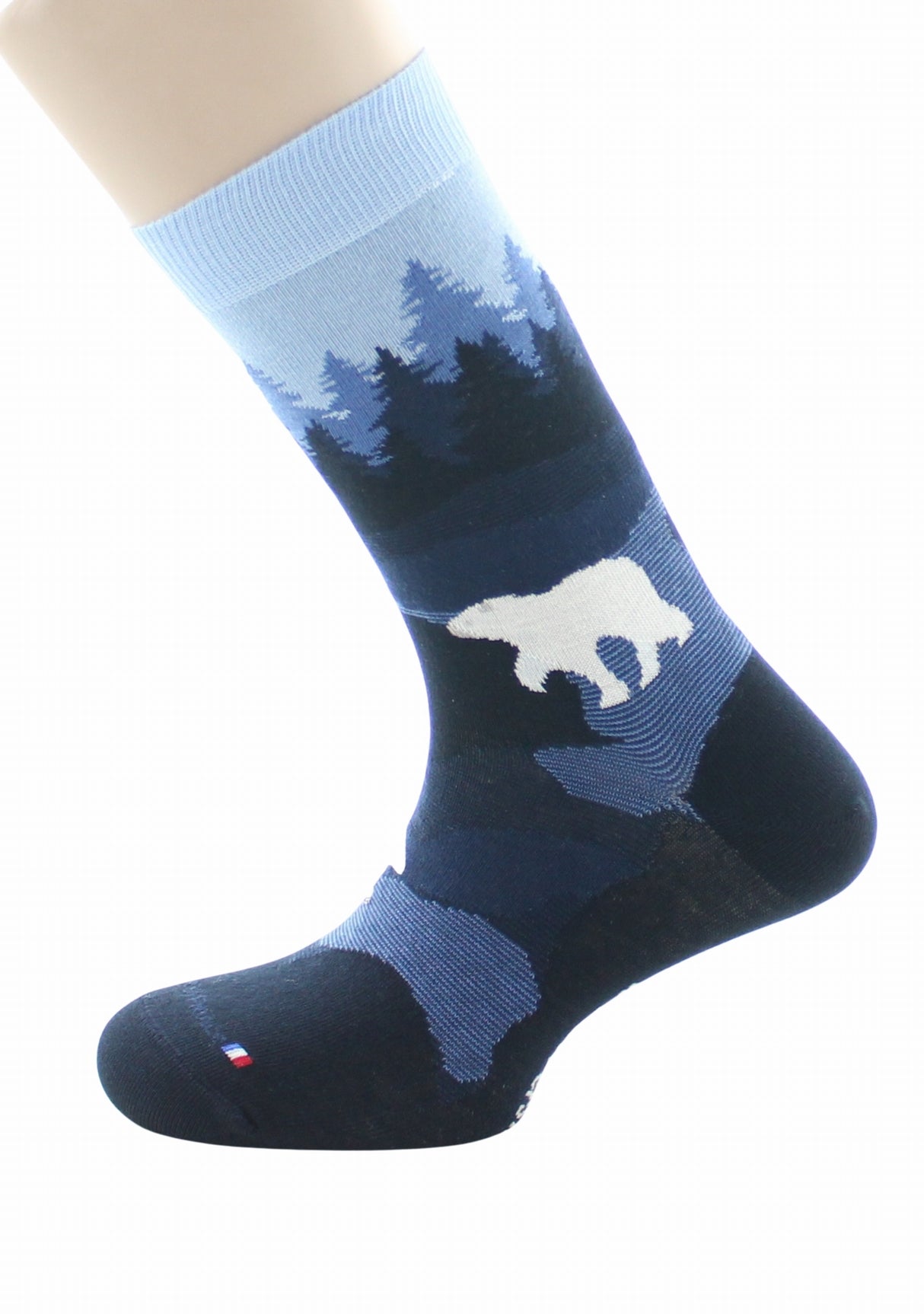 Chaussettes fantaisie homme en coton Dagobert Forêt Bleu BLEU
