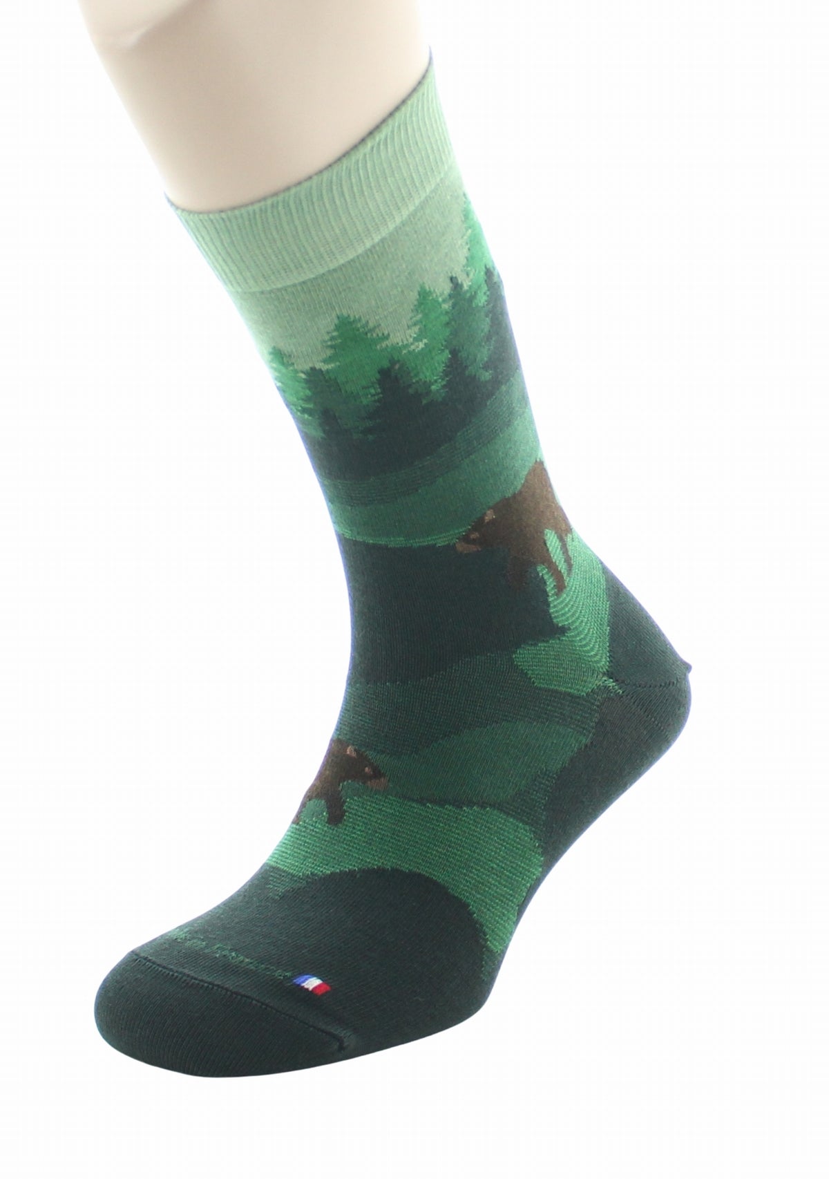 Chaussettes fantaisie homme en coton Dagobert Forêt Vert VERT