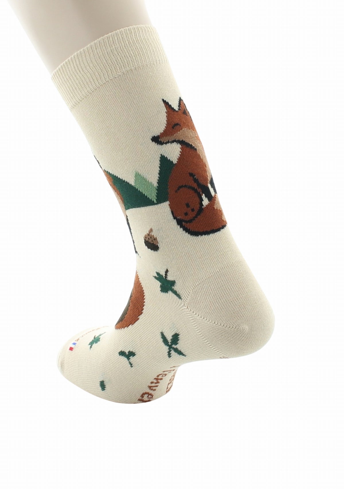 Chaussettes fantaisie homme en coton Renard Beige BEIGE