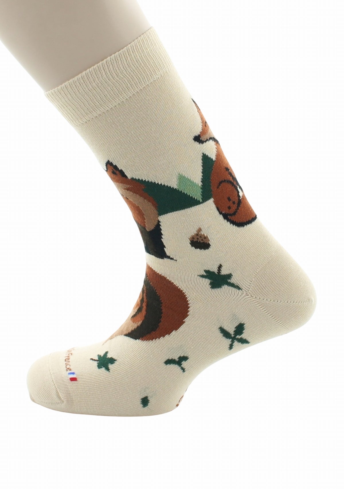 Chaussettes fantaisie homme en coton Renard Beige BEIGE