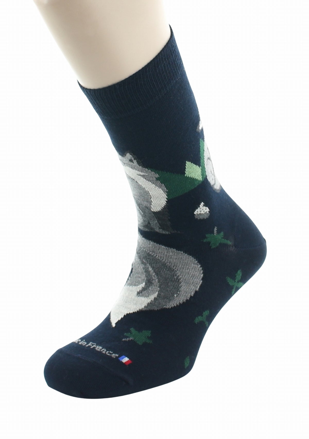 Chaussettes fantaisie homme en coton Renard Marine MARINE