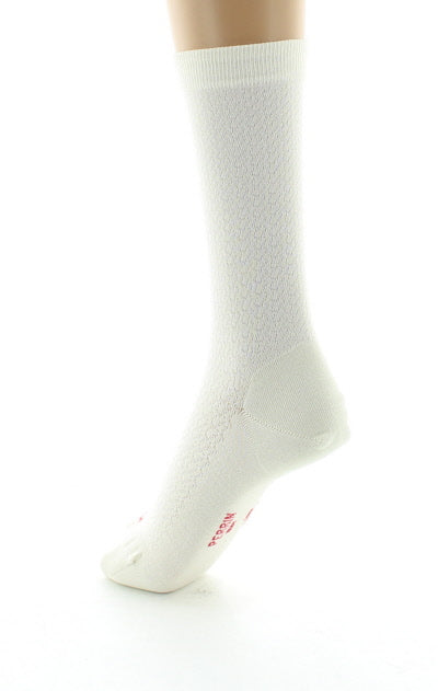 Chaussettes femme à maille ajourée en soie ECRU