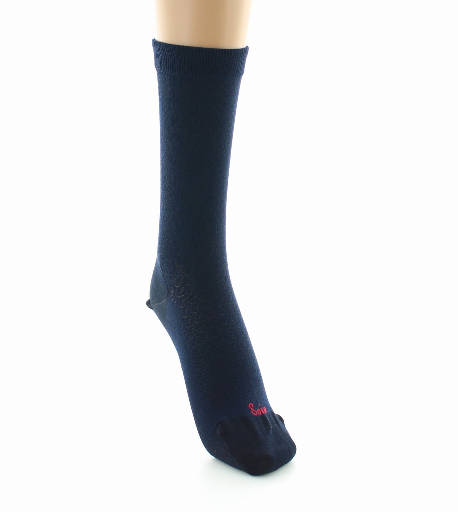 Chaussettes femme à maille ajourée en soie MARINE