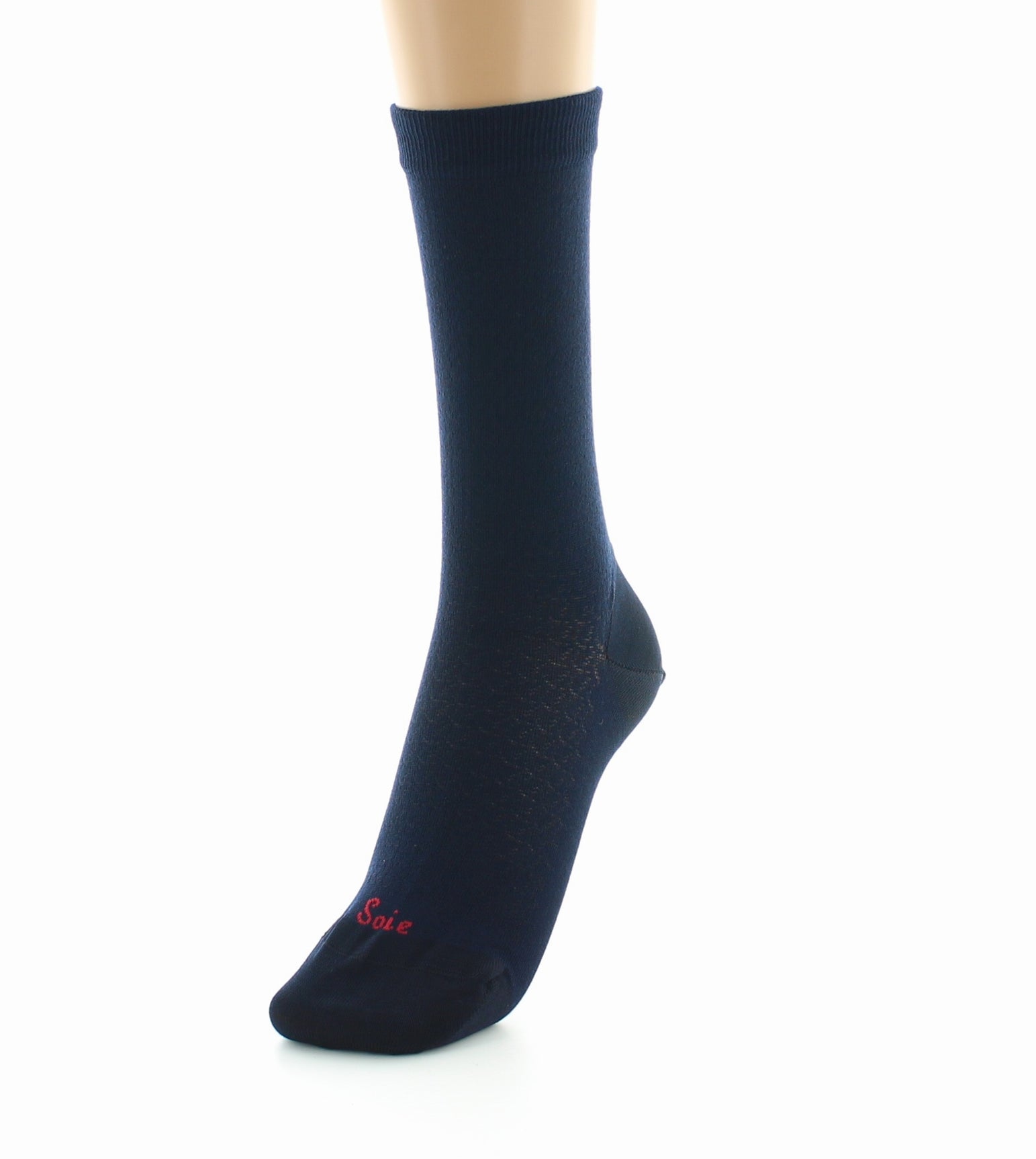 Chaussettes femme à maille ajourée en soie MARINE
