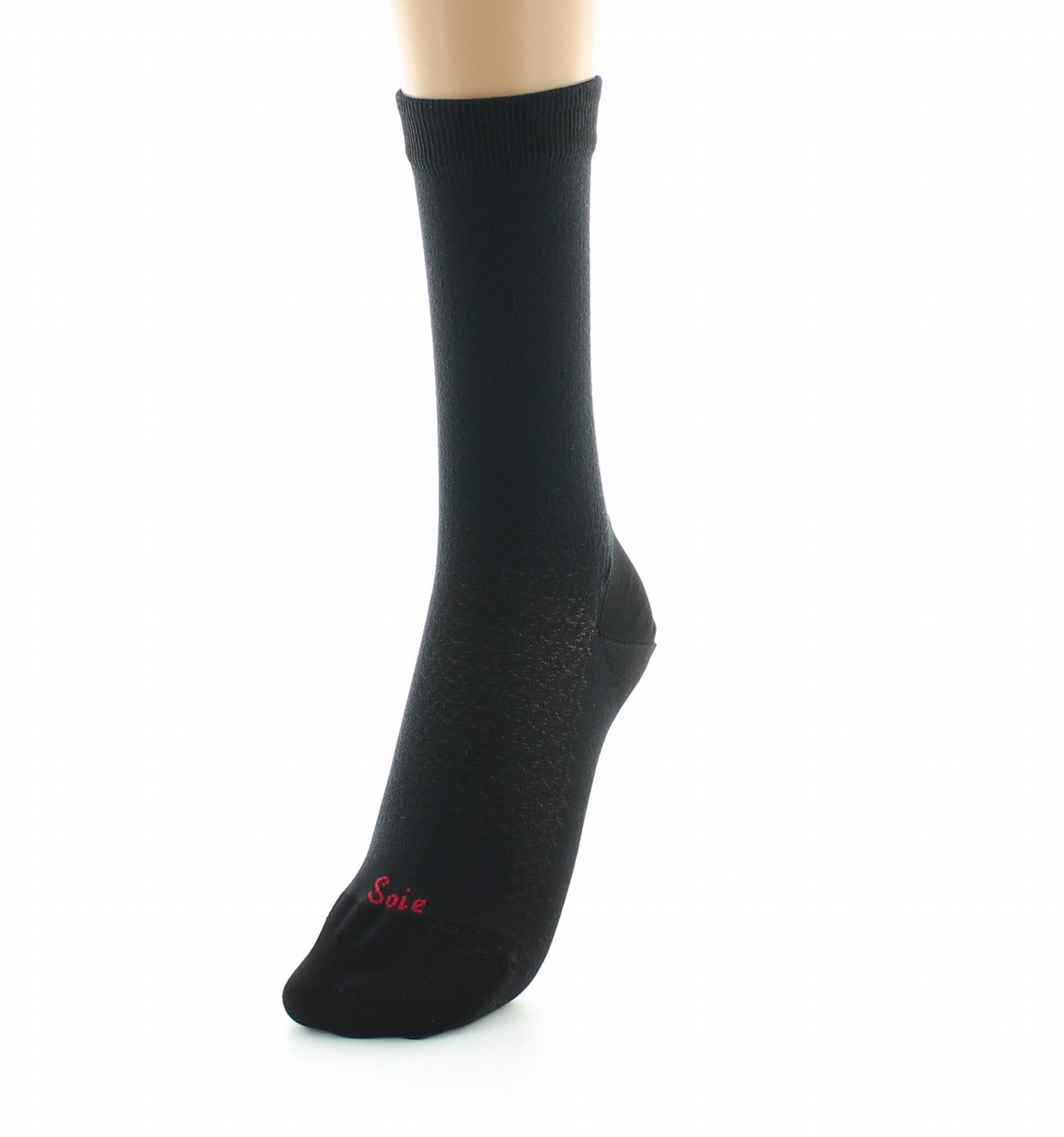 Chaussettes femme à maille ajourée en soie NOIR
