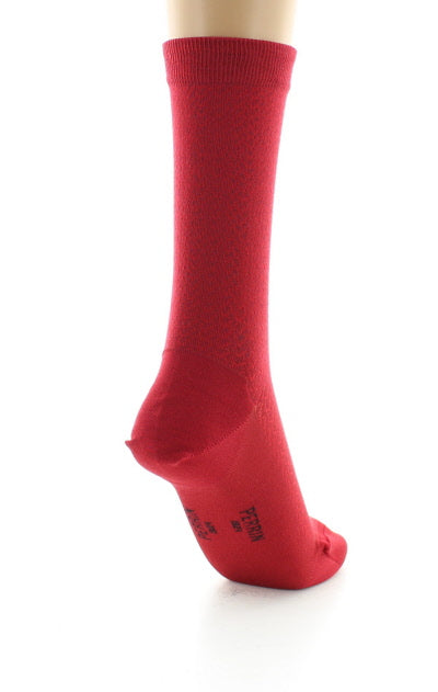 Chaussettes femme à maille ajourée en soie ROUGE