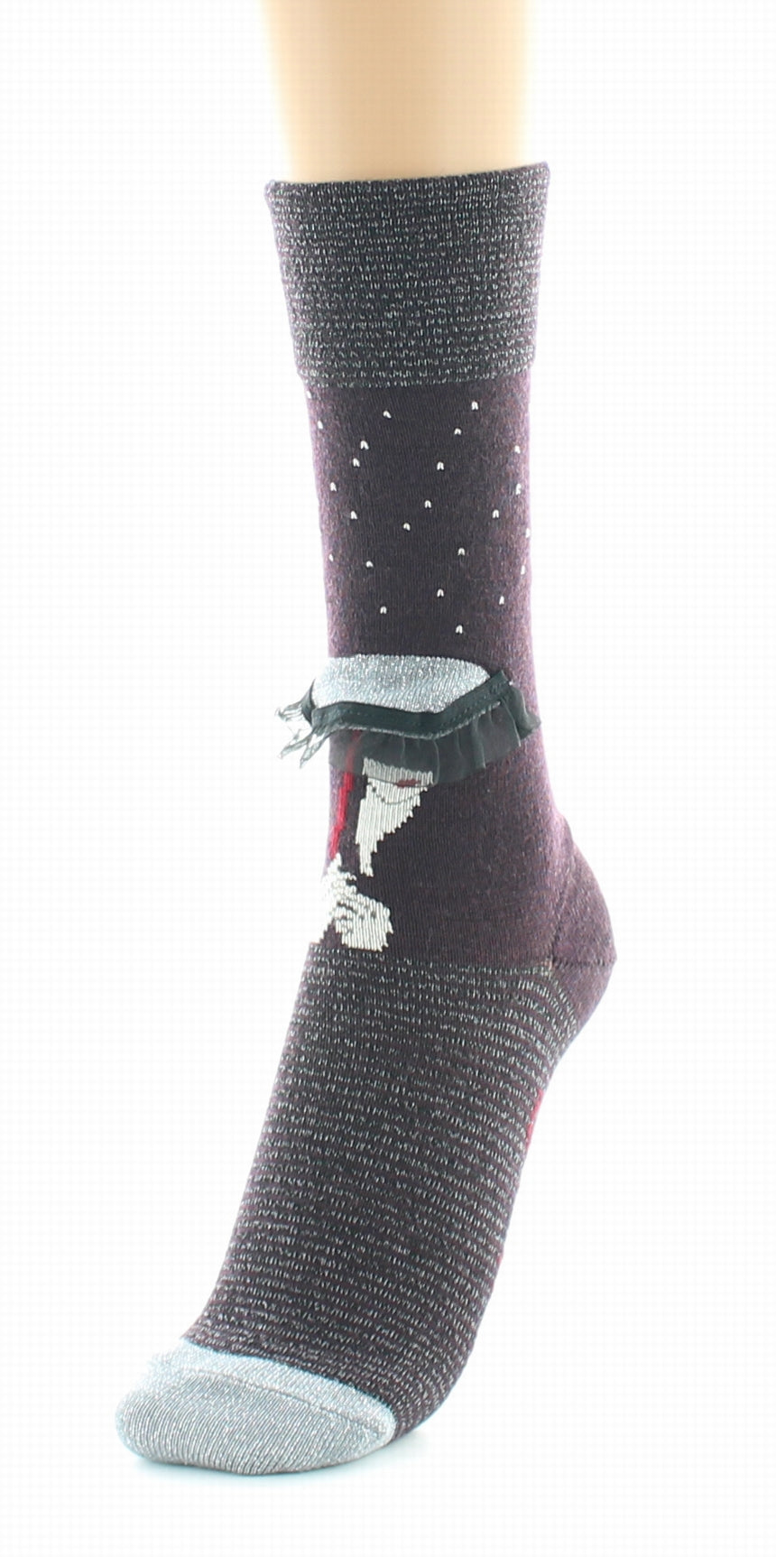 Chaussettes Femme Au Parapluie Bordeaux et Argent BORDEAUX-ARGENT