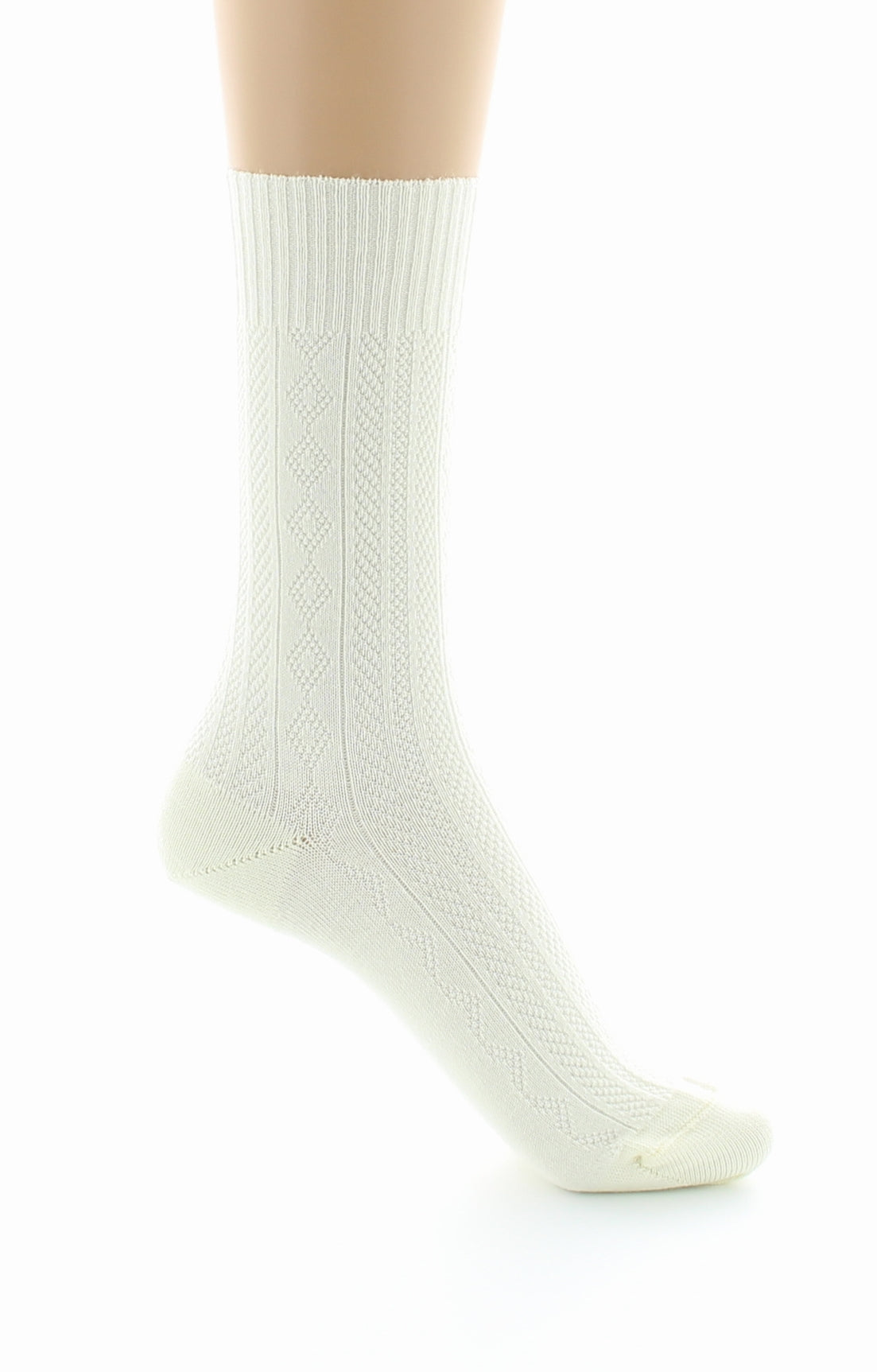 Chaussettes femme Confort à maille fantaisie en laine peignée ECRU