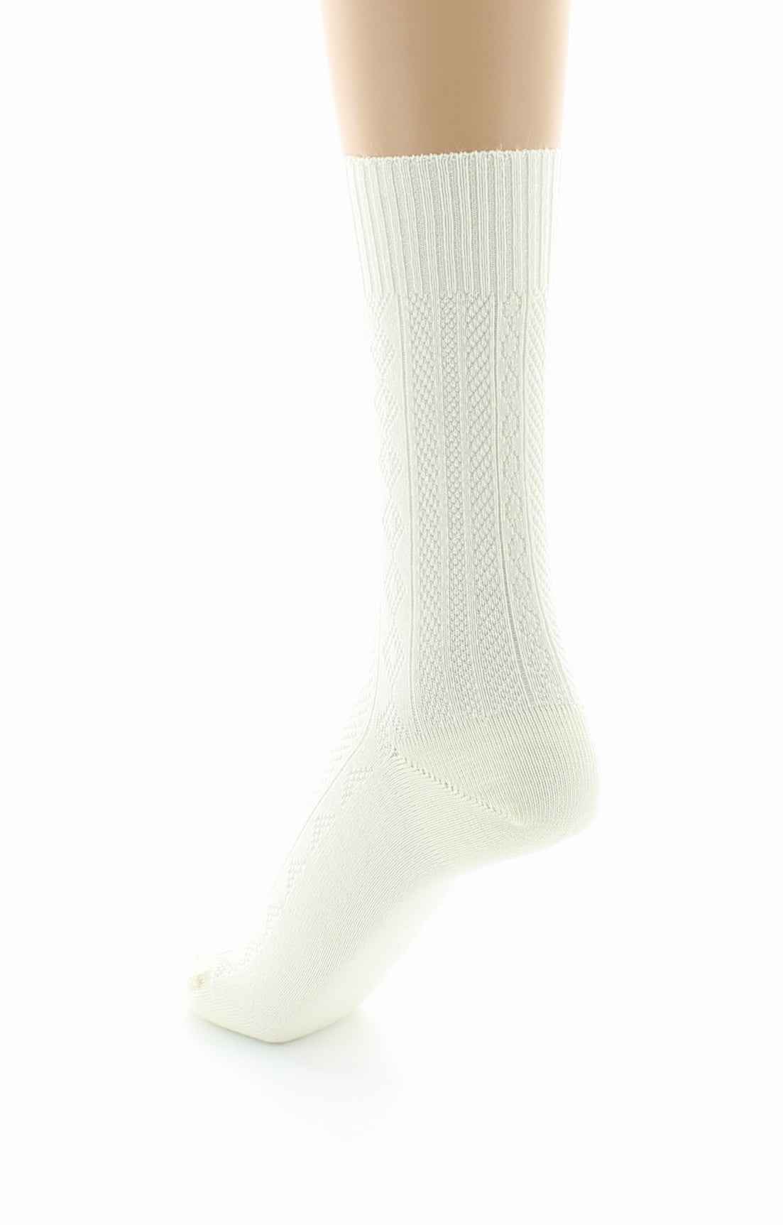 Chaussettes femme Confort à maille fantaisie en laine peignée ECRU