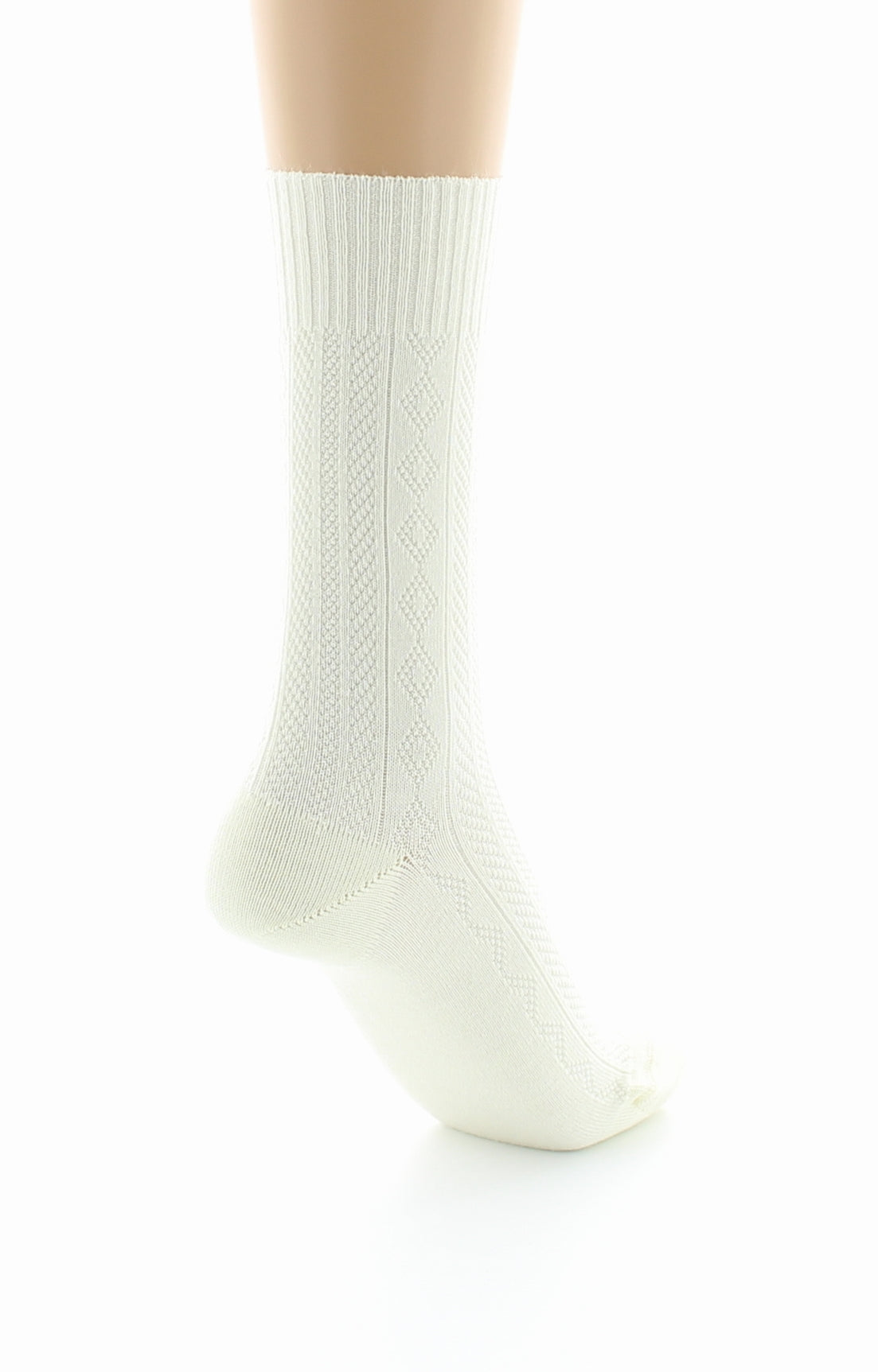 Chaussettes femme Confort à maille fantaisie en laine peignée ECRU