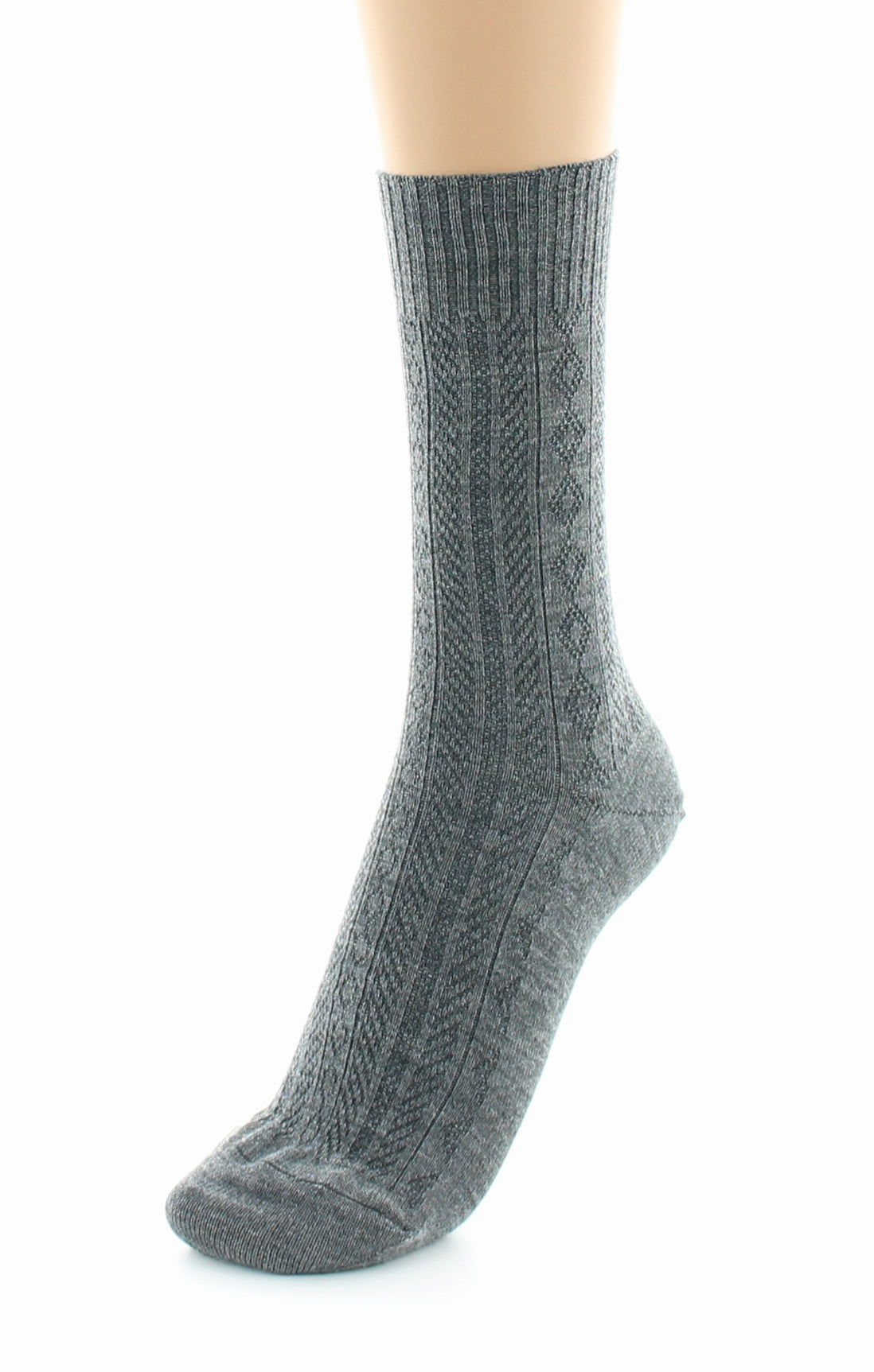 Chaussettes femme Confort à maille fantaisie en laine peignée GRIS
