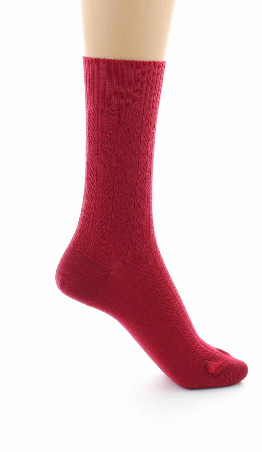 Chaussettes femme Confort à maille fantaisie en laine peignée ROUGE