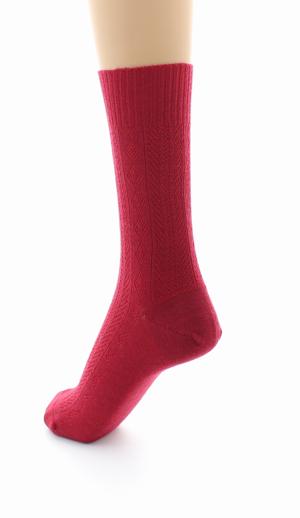 Chaussettes femme Confort à maille fantaisie en laine peignée ROUGE