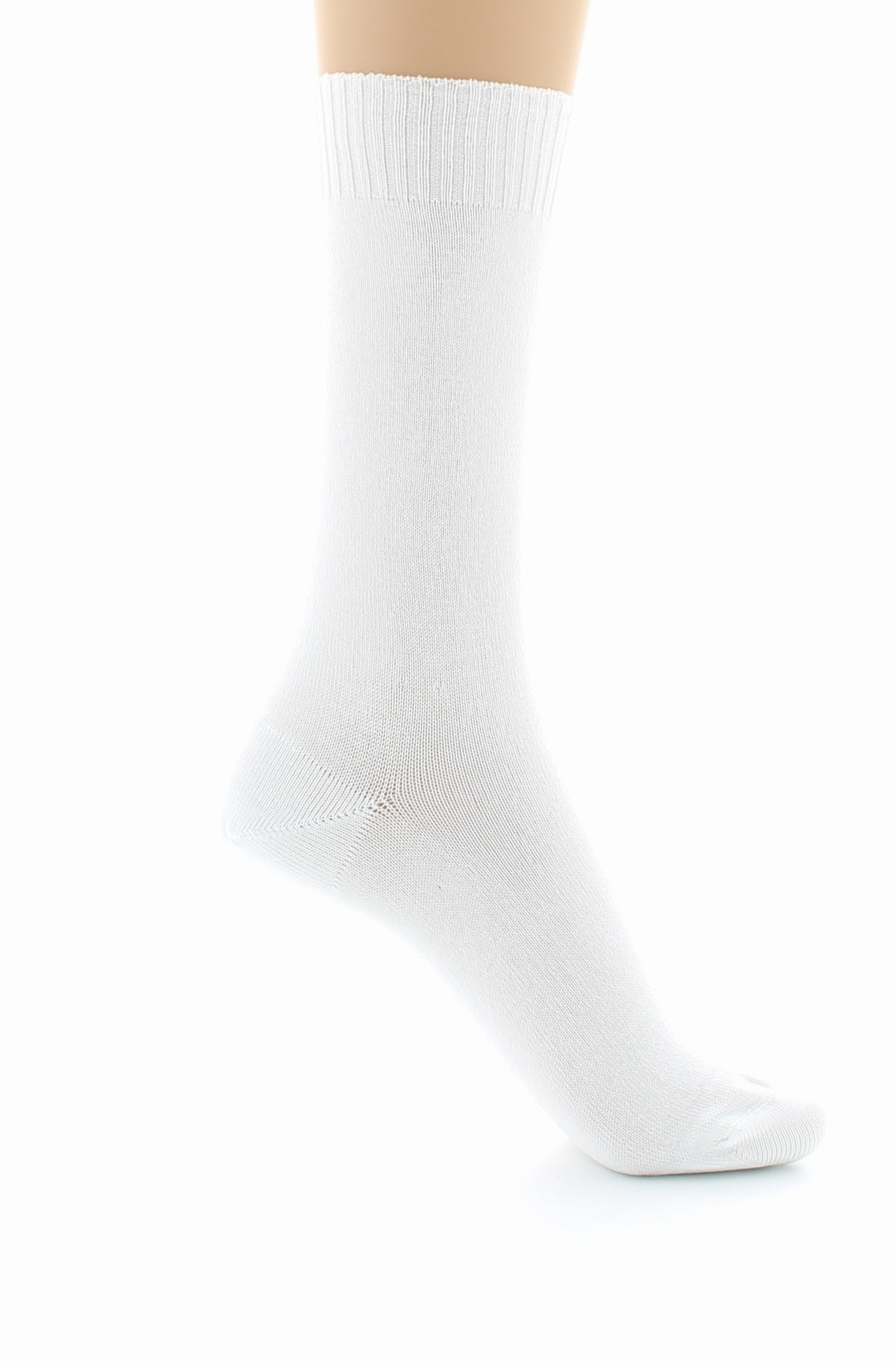 Chaussettes femme confort en fil d'Écosse à maille unie sans élastique BLANC