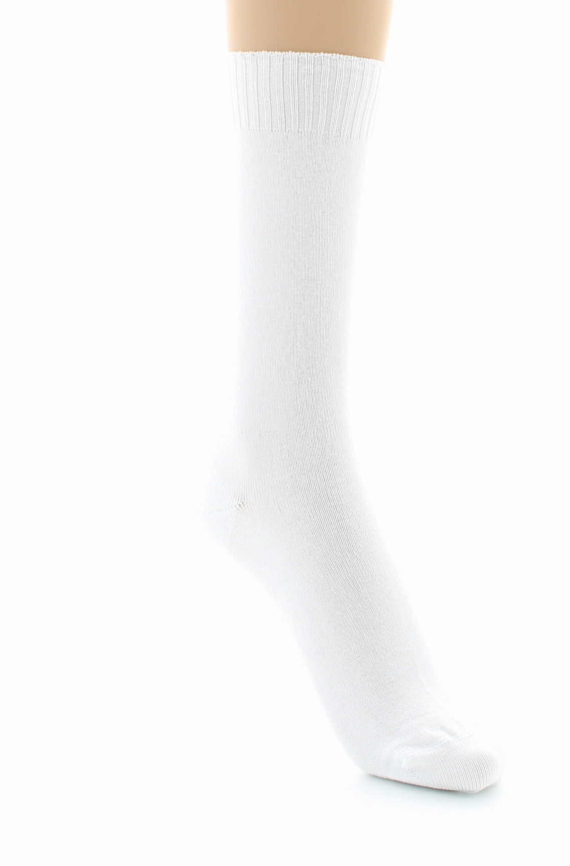 Chaussettes femme confort en fil d'Écosse à maille unie sans élastique BLANC