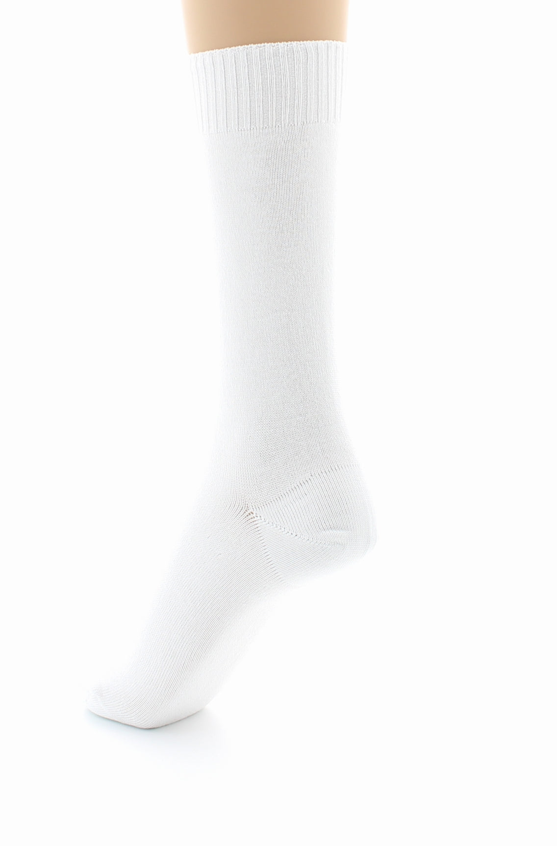 Chaussettes femme confort en fil d'Écosse à maille unie sans élastique BLANC