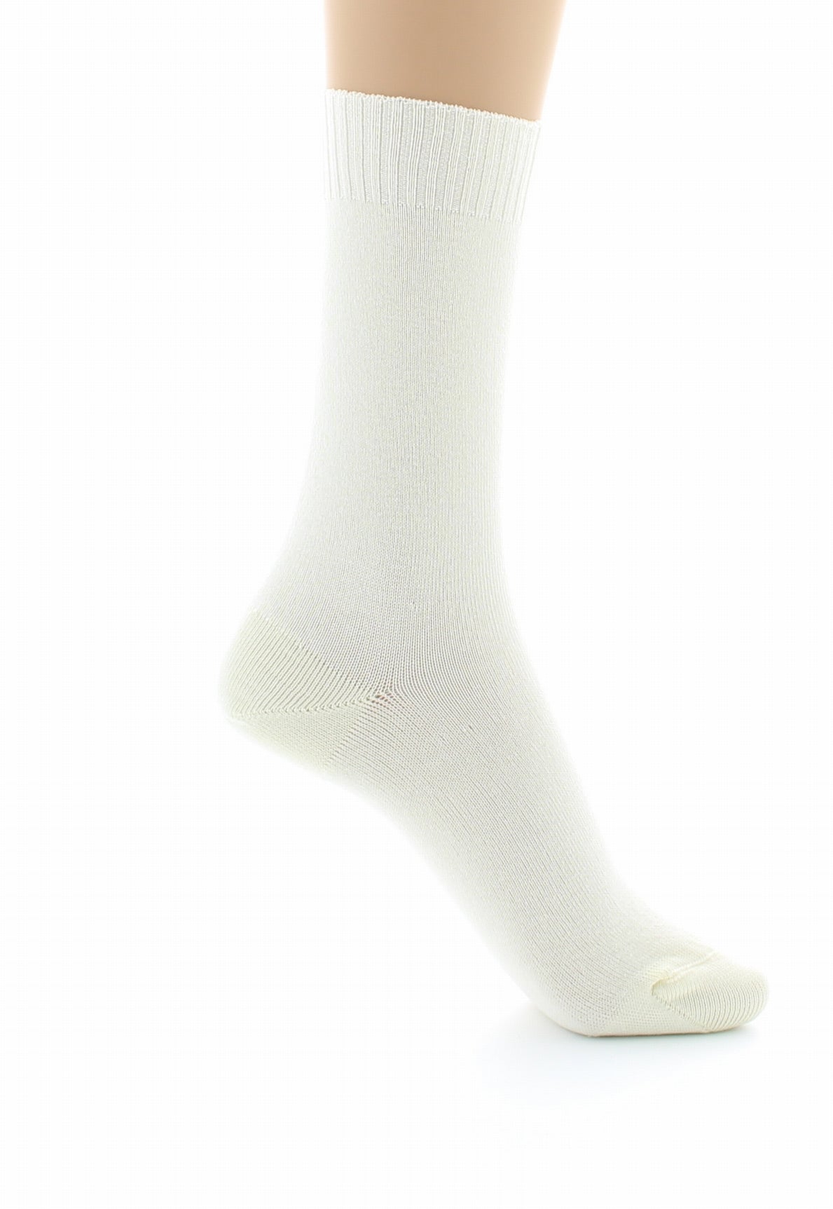 Chaussettes femme confort en fil d'Écosse à maille unie sans élastique ECRU