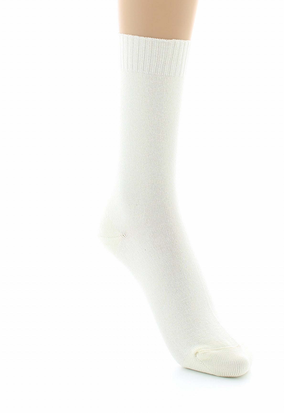 Chaussettes femme confort en fil d'Écosse à maille unie sans élastique ECRU