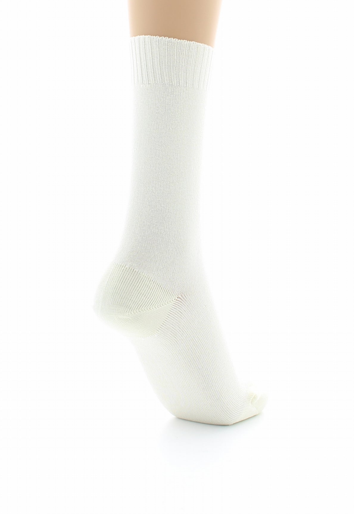 Chaussettes femme confort en fil d'Écosse à maille unie sans élastique ECRU