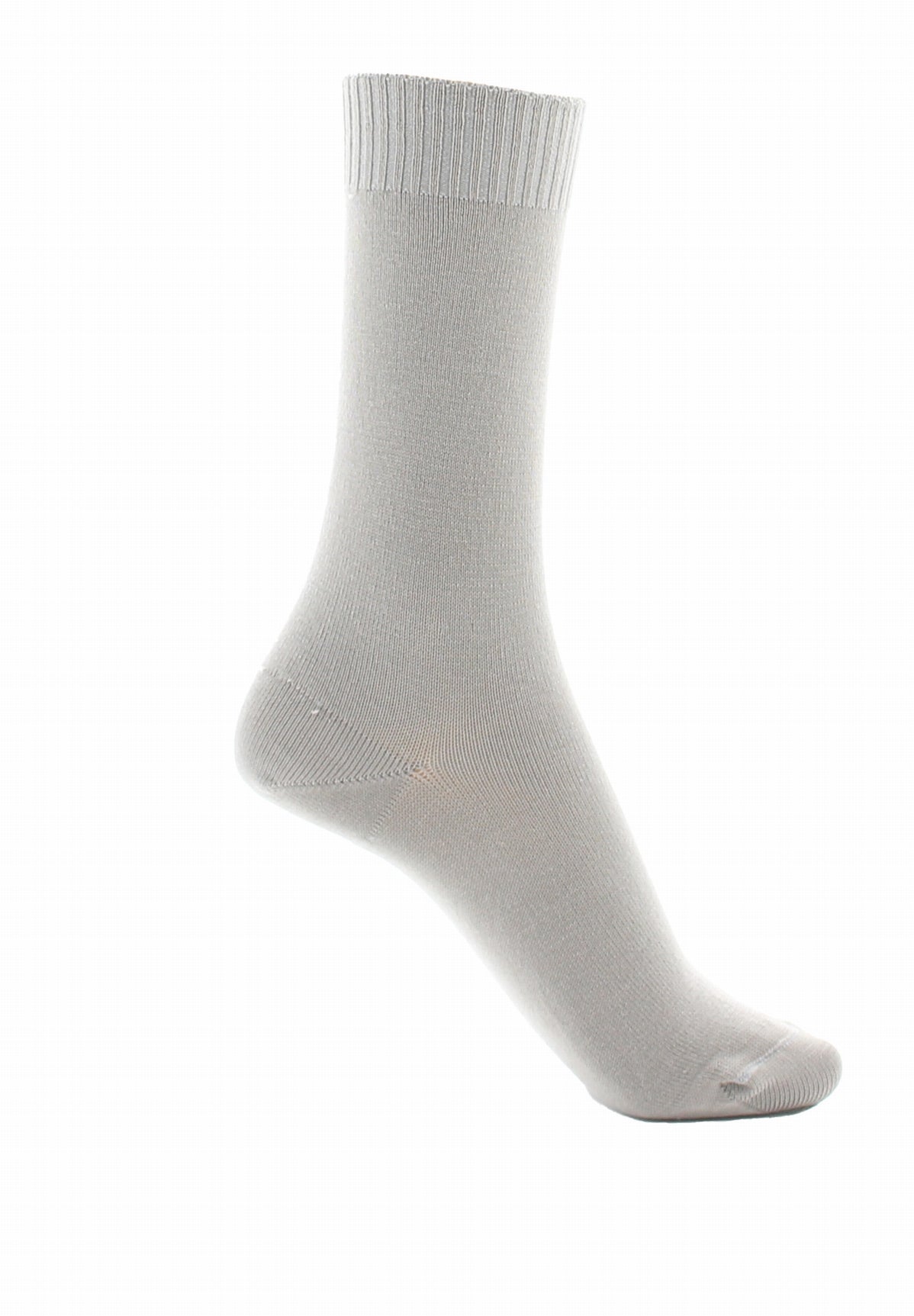 Chaussettes femme confort en fil d'Écosse à maille unie sans élastique GRIS CLAIR