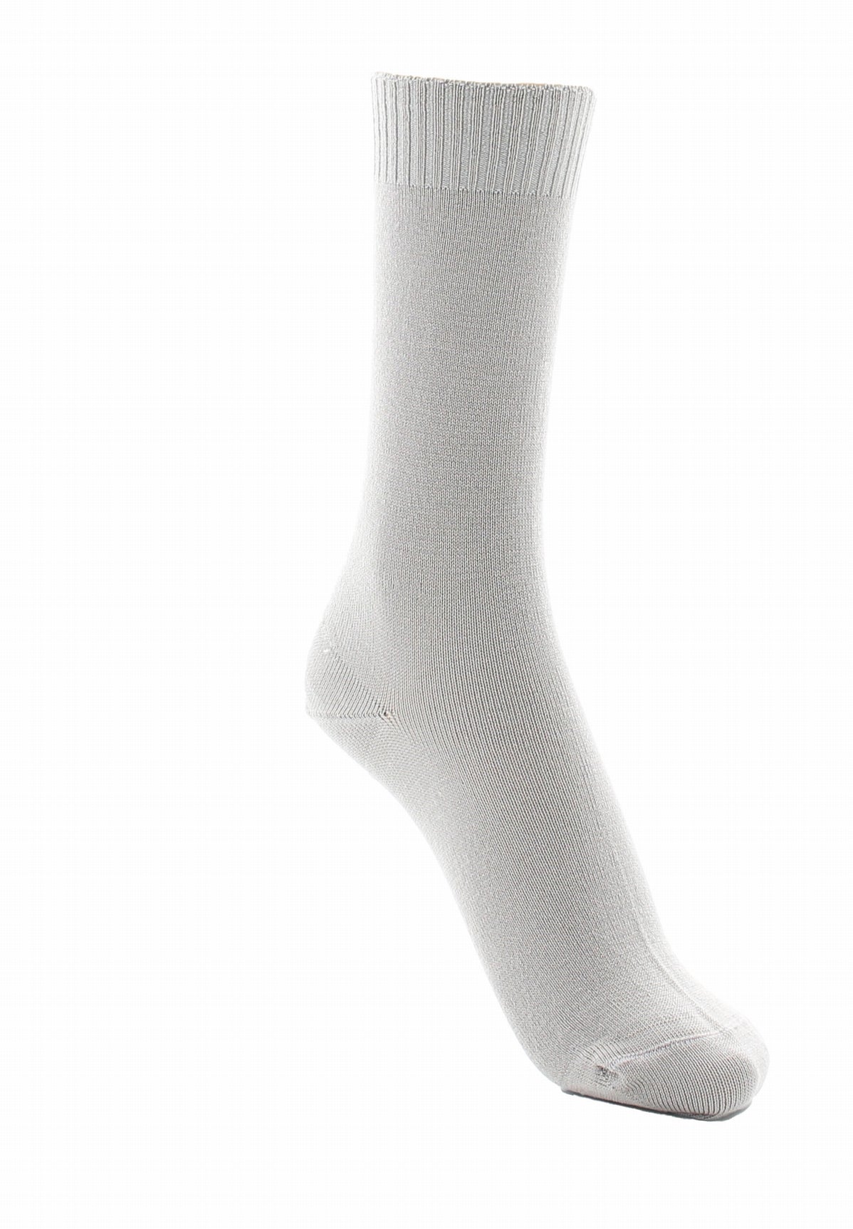 Chaussettes femme confort en fil d'Écosse à maille unie sans élastique GRIS CLAIR