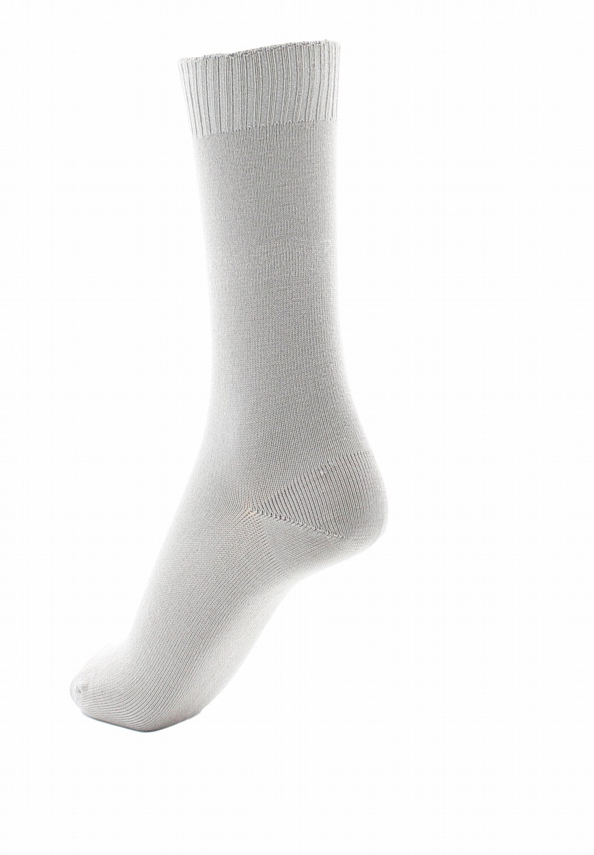 Chaussettes femme confort en fil d'Écosse à maille unie sans élastique GRIS CLAIR