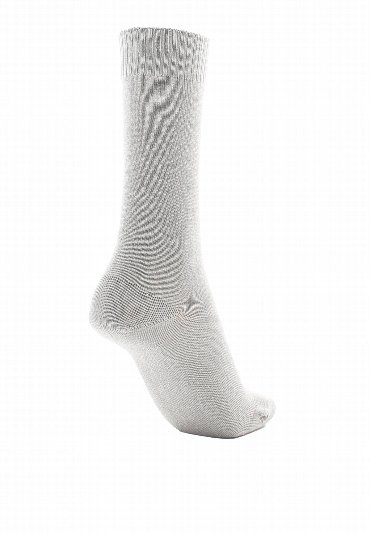Chaussettes femme confort en fil d'Écosse à maille unie sans élastique GRIS CLAIR