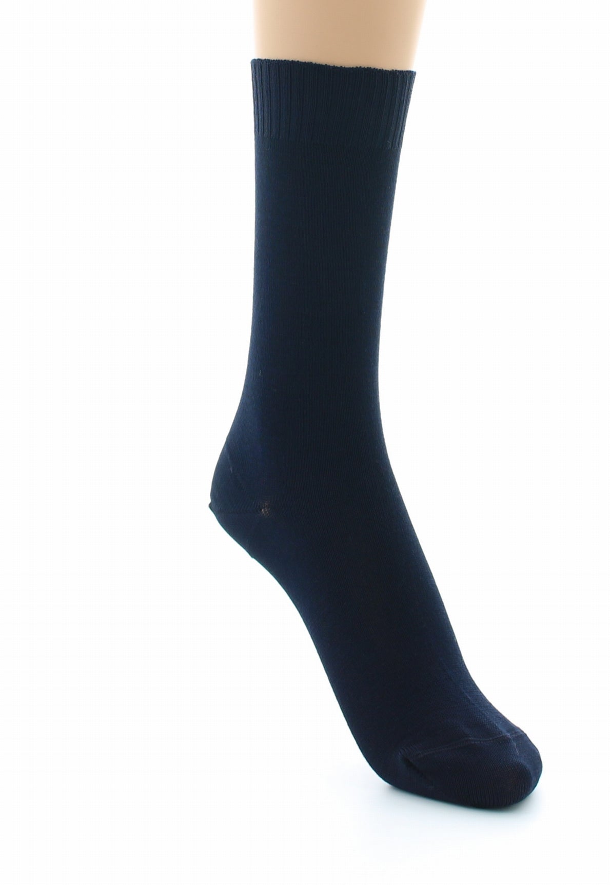 Chaussettes femme confort en fil d'Écosse à maille unie sans élastique MARINE