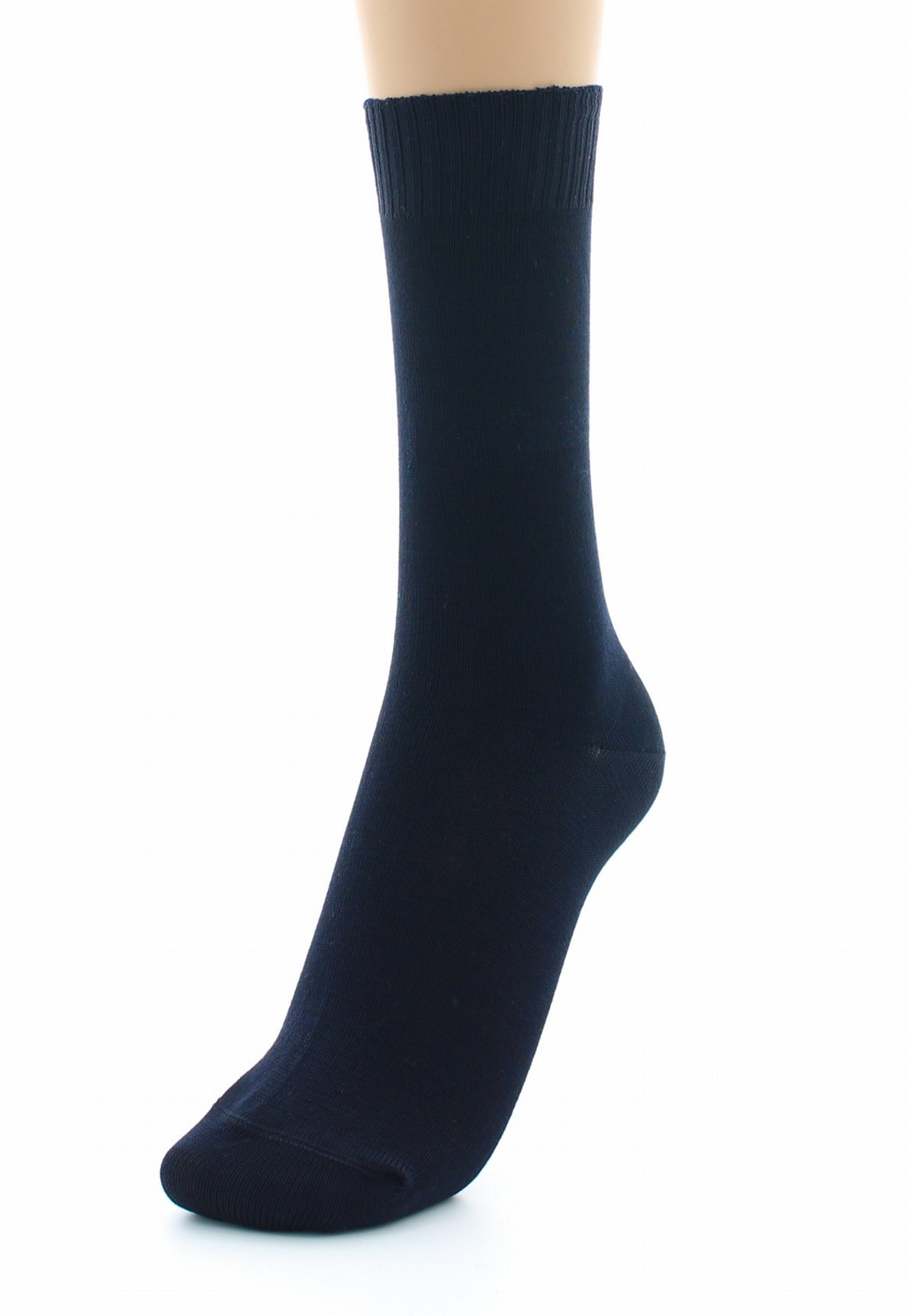 Chaussettes femme confort en fil d'Écosse à maille unie sans élastique MARINE