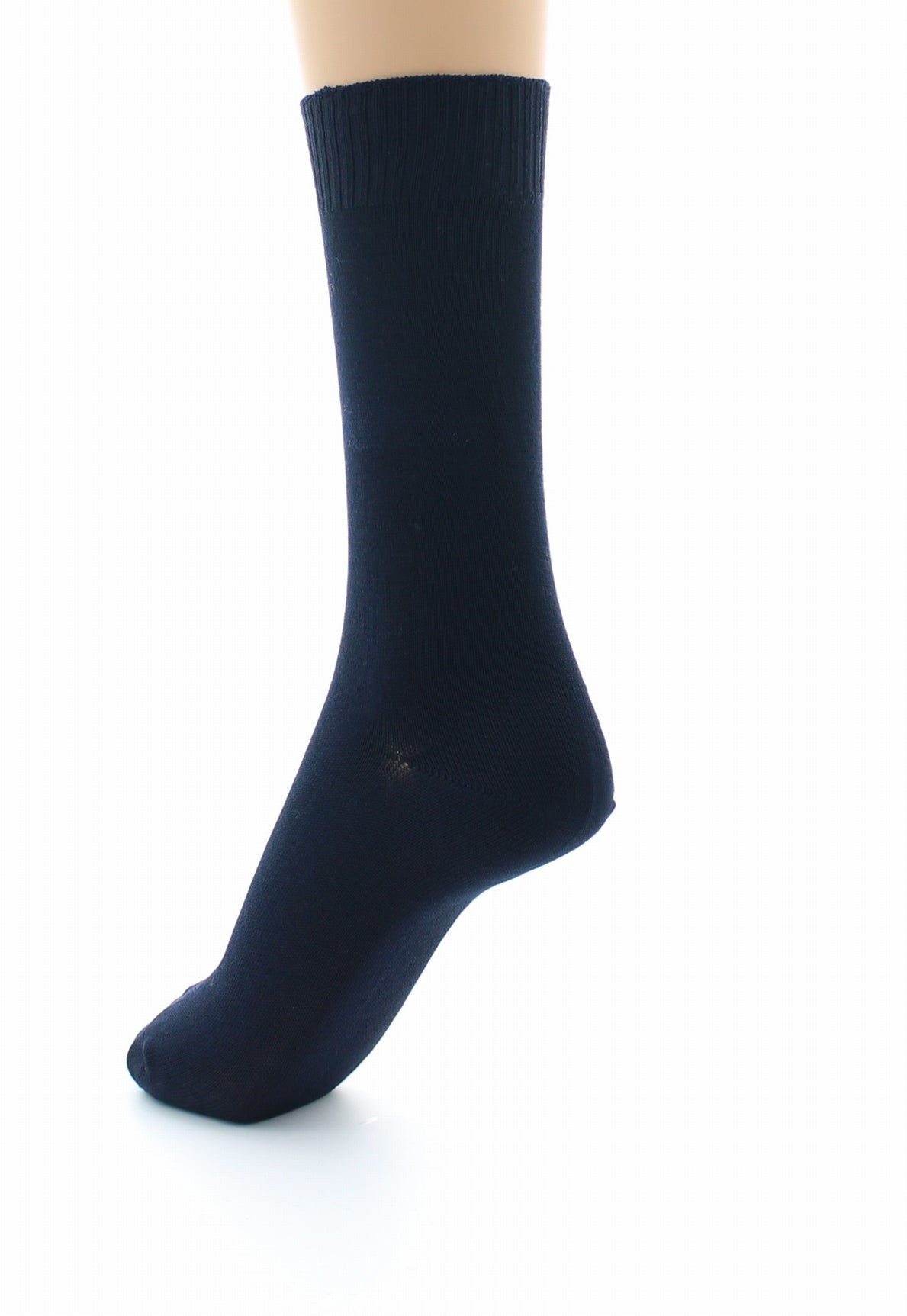 Chaussettes femme confort en fil d'Écosse à maille unie sans élastique MARINE