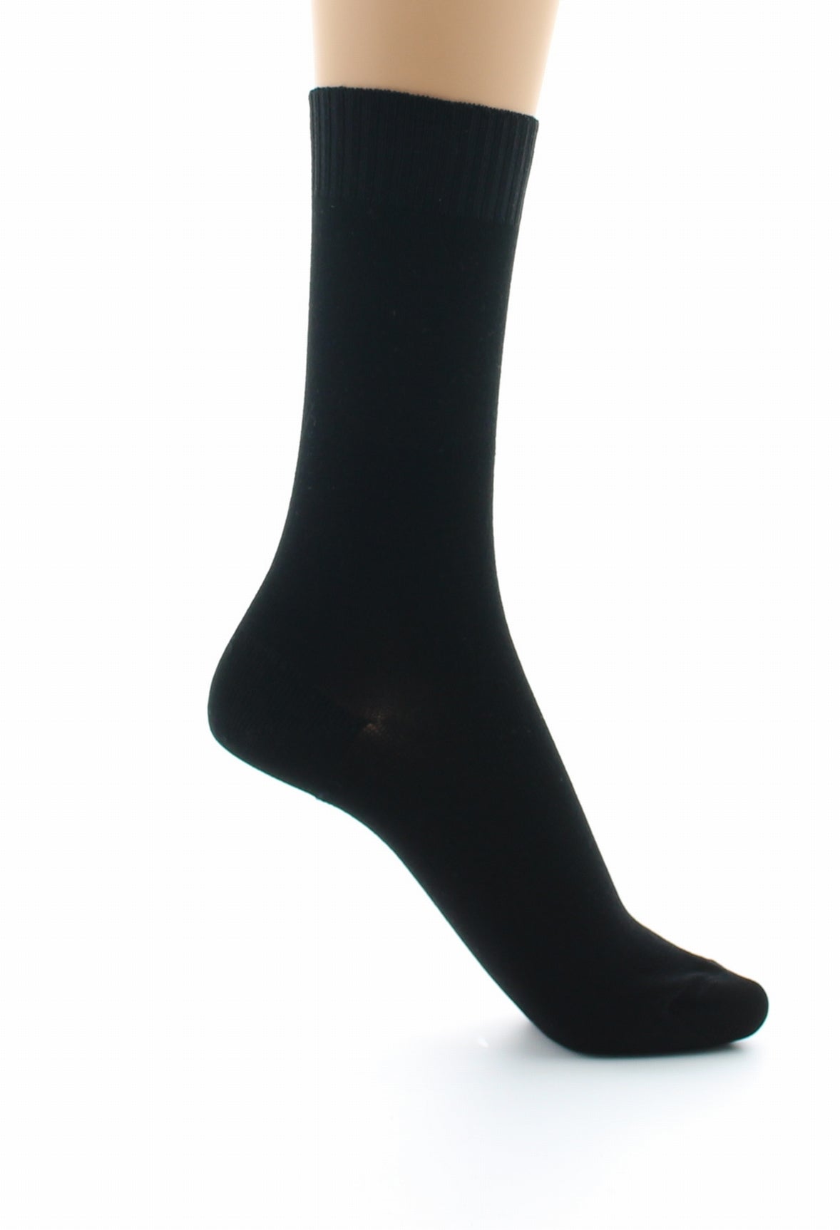 Chaussettes femme confort en fil d'Écosse à maille unie sans élastique NOIR