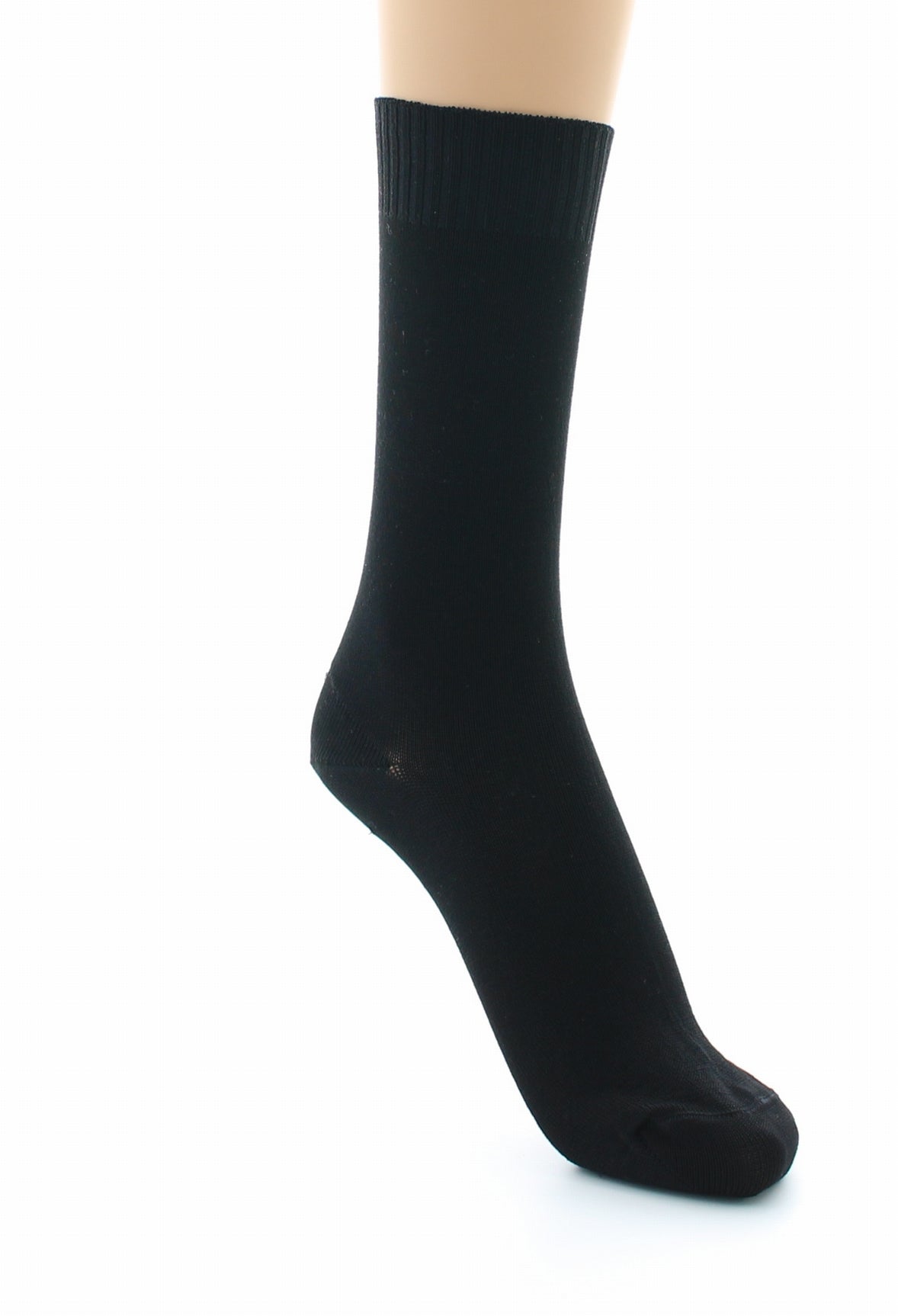 Chaussettes femme confort en fil d'Écosse à maille unie sans élastique NOIR