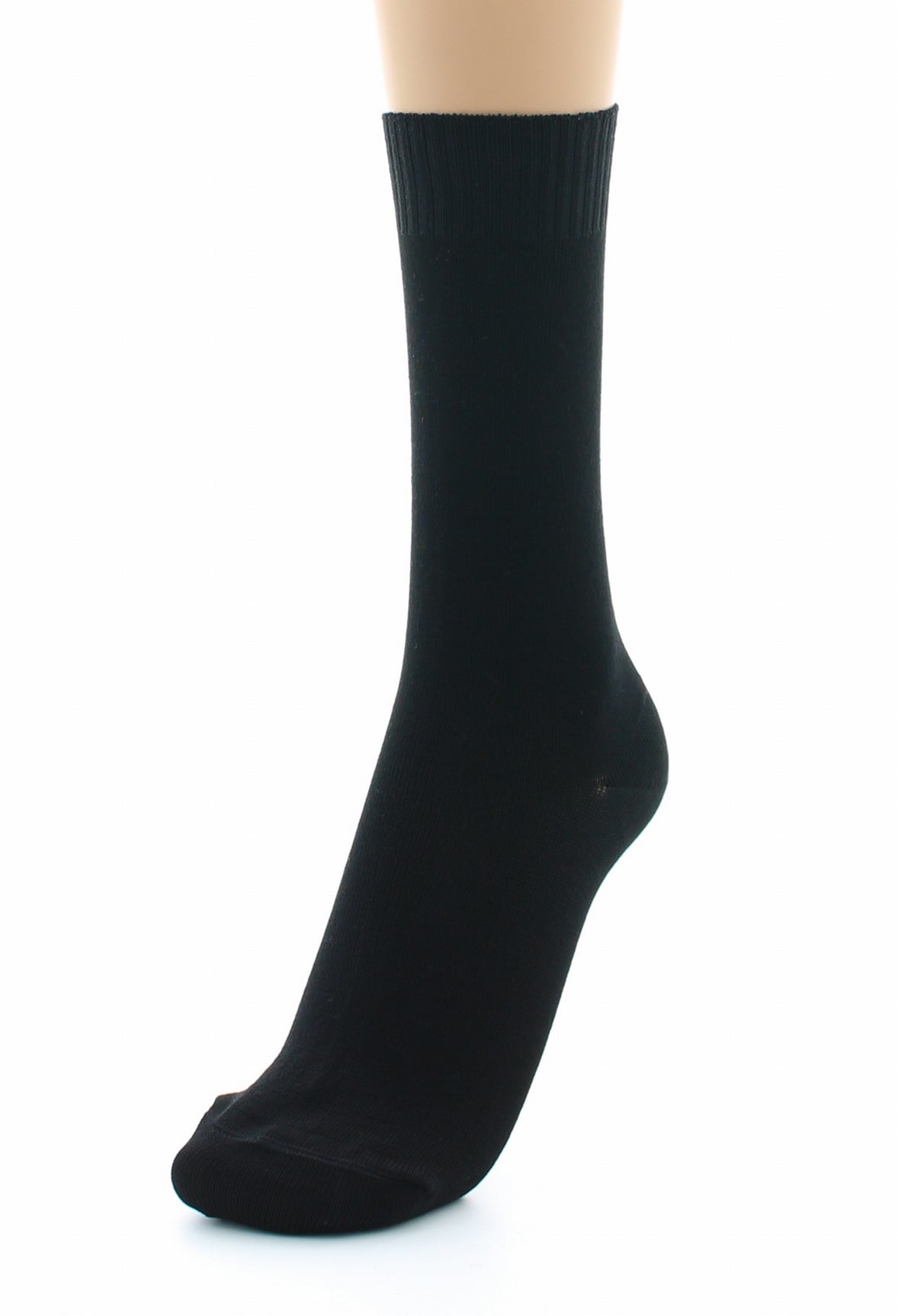 Chaussettes femme confort en fil d'Écosse à maille unie sans élastique NOIR