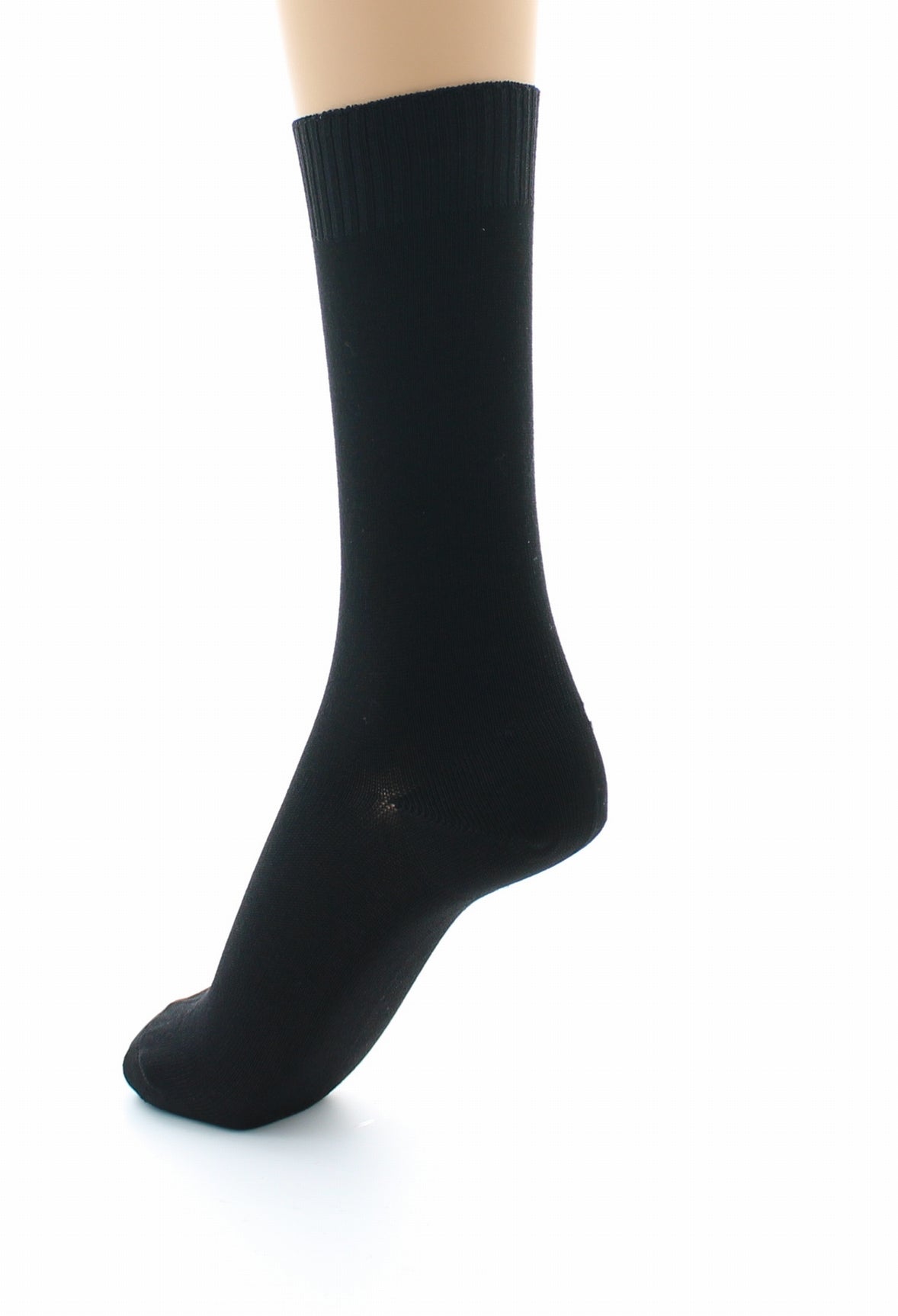 Chaussettes femme confort en fil d'Écosse à maille unie sans élastique NOIR