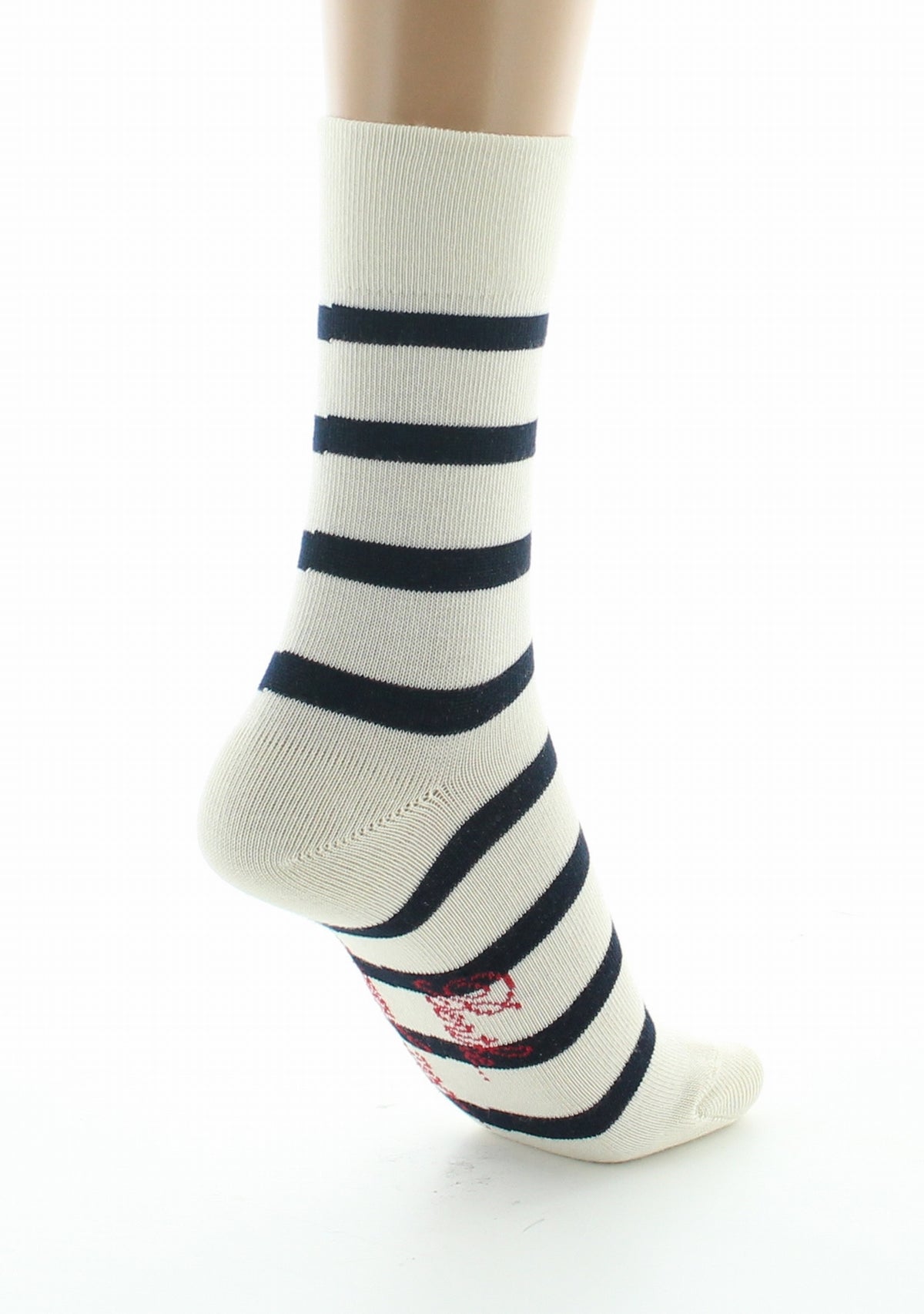 Chaussettes femme coton écru rayé marine ECRU/MARINE