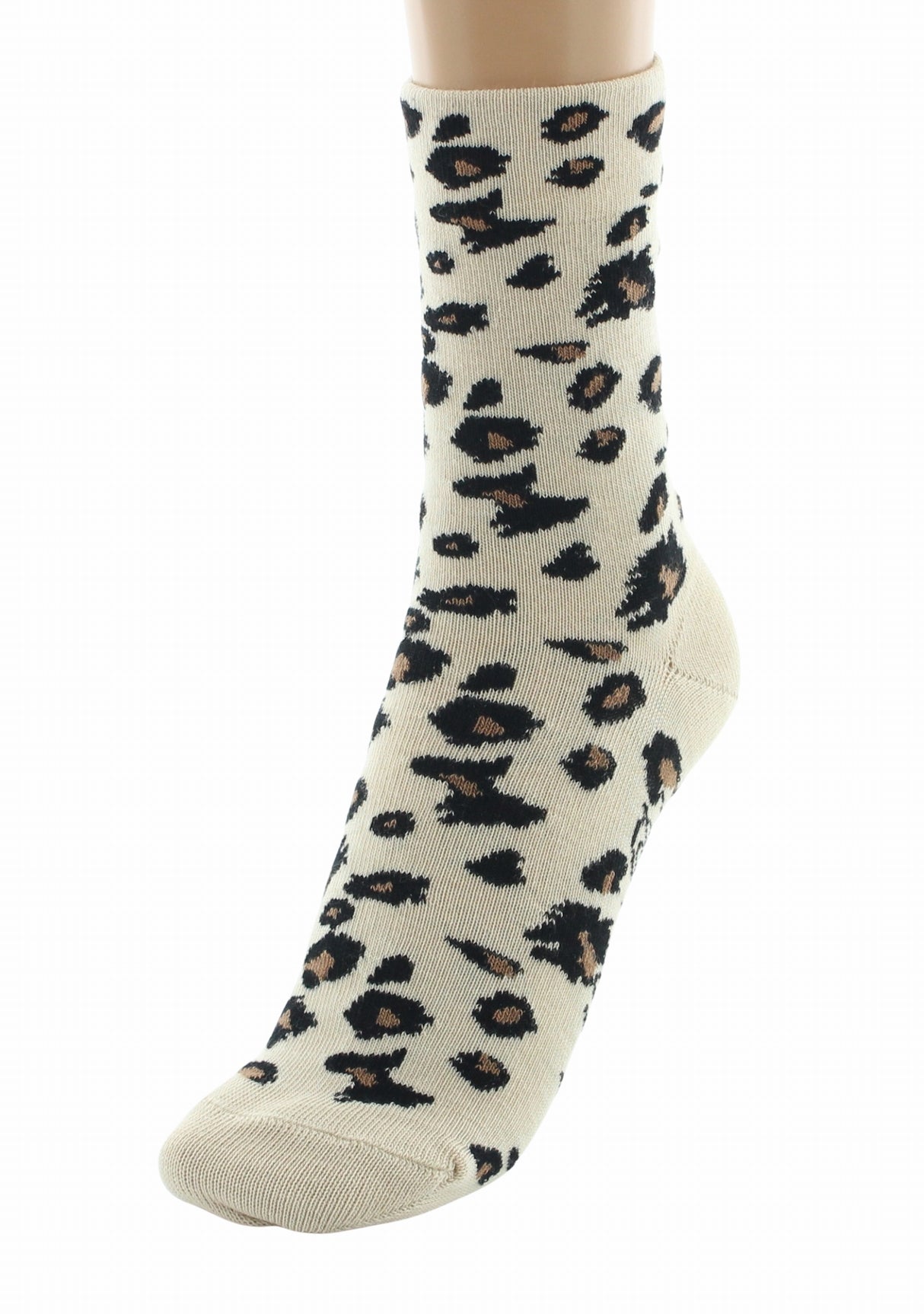Chaussettes femme coton Léopard Écru | Berthe Aux Grands Pied ECRU