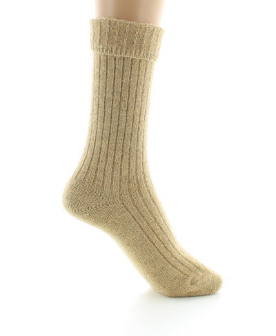 Chaussettes femme en baby alpaga et lurex pailleté BEIGE