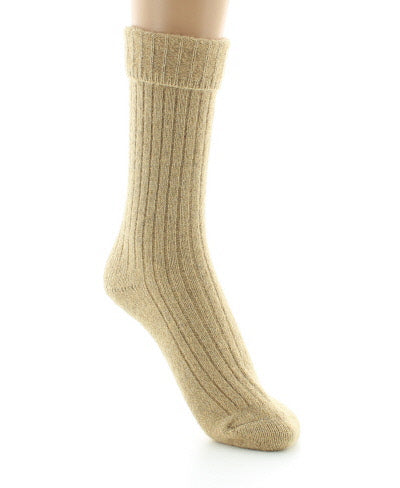 Chaussettes femme en baby alpaga et lurex pailleté BEIGE