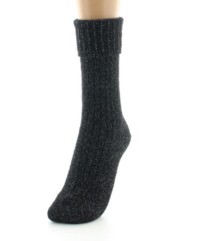 Chaussettes femme en baby alpaga et lurex pailleté NOIR