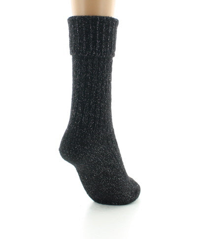 Chaussettes femme en baby alpaga et lurex pailleté NOIR