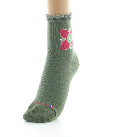 Chaussettes femme en coton Mosaïques KAKI