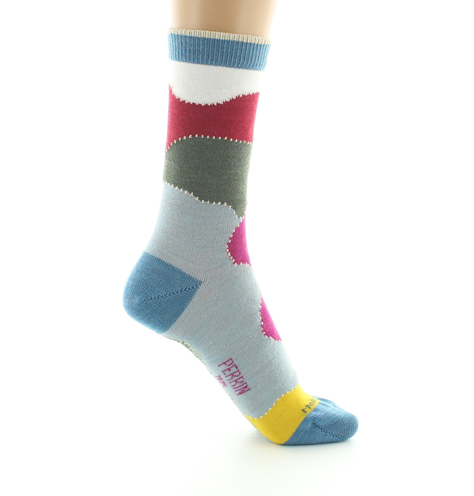 Chaussettes femme en laine peignée Patchwork Multicolore MULTICOLORE