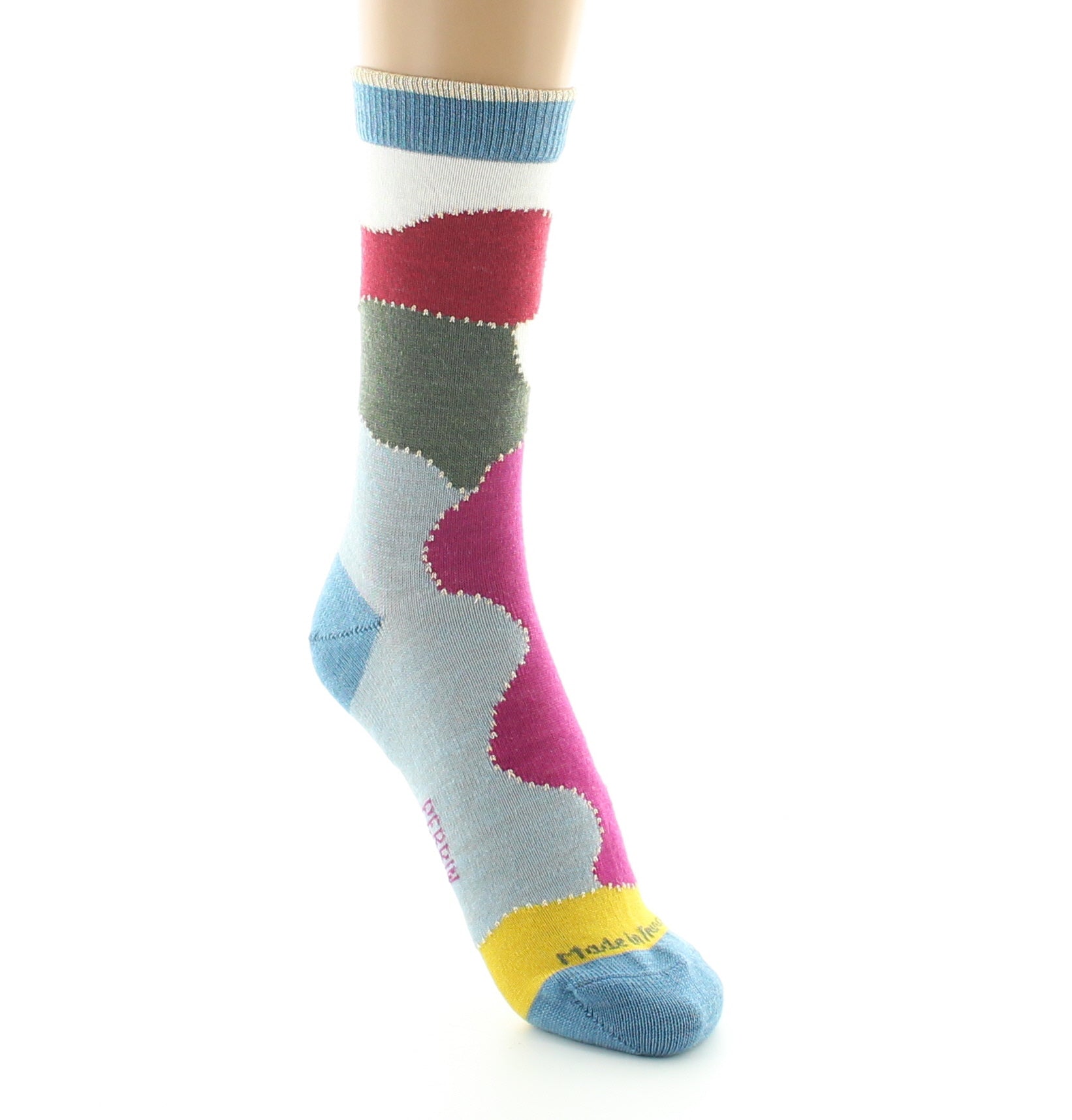 Chaussettes femme en laine peignée Patchwork Multicolore MULTICOLORE