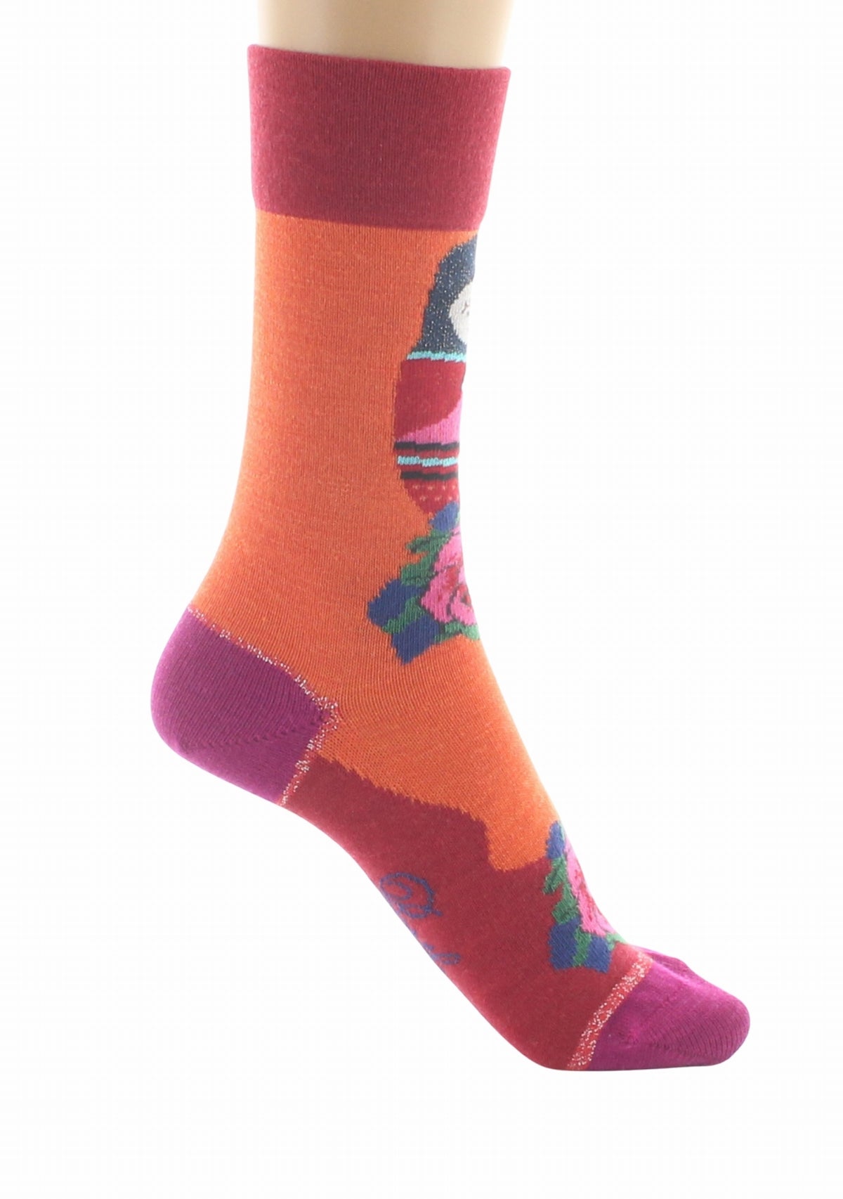 Chaussettes femme en laine Poupée Russe - Berthe ORANGE