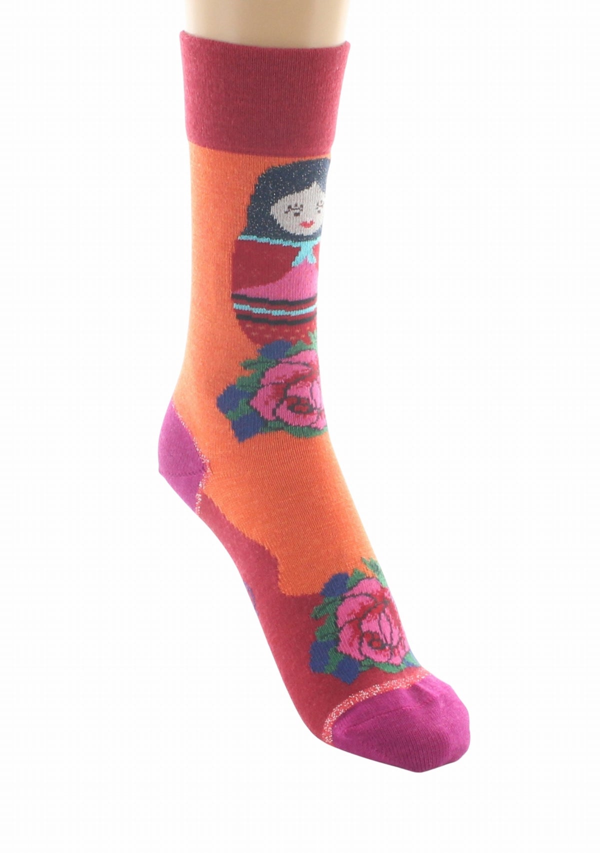 Chaussettes femme en laine Poupée Russe - Berthe ORANGE