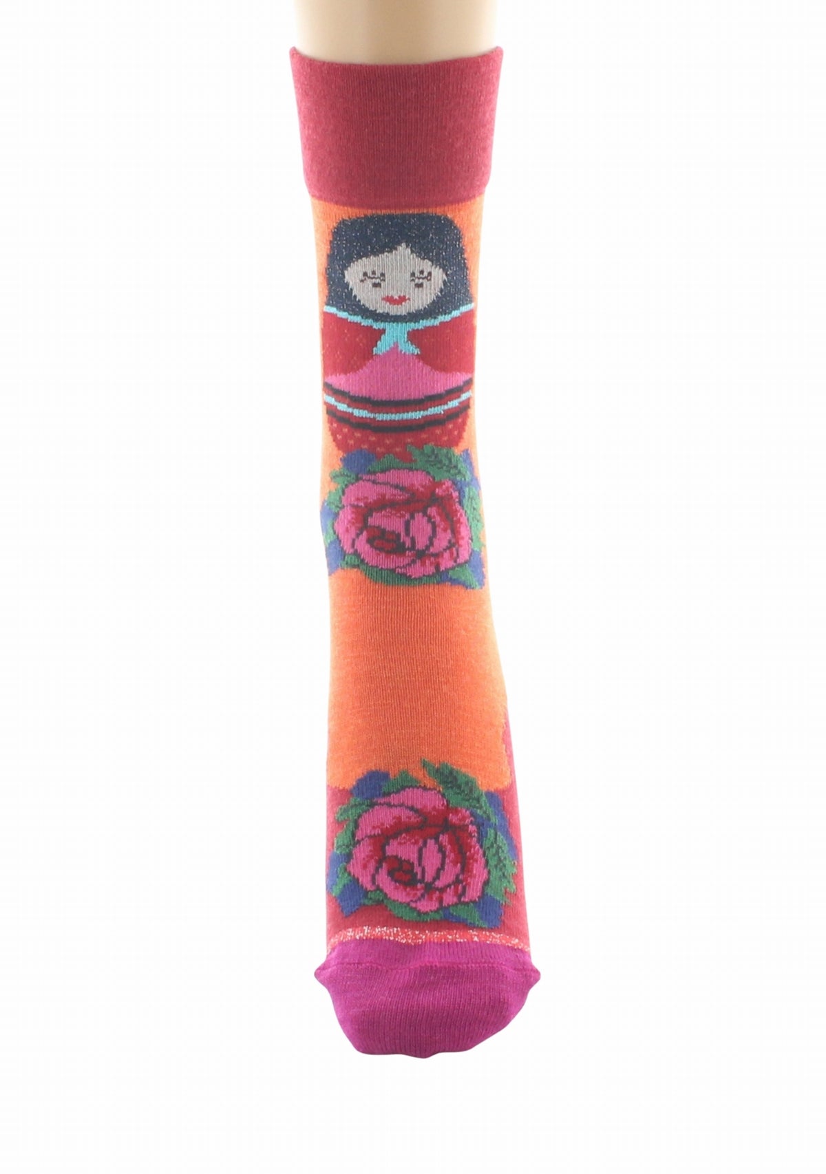 Chaussettes femme en laine Poupée Russe - Berthe ORANGE